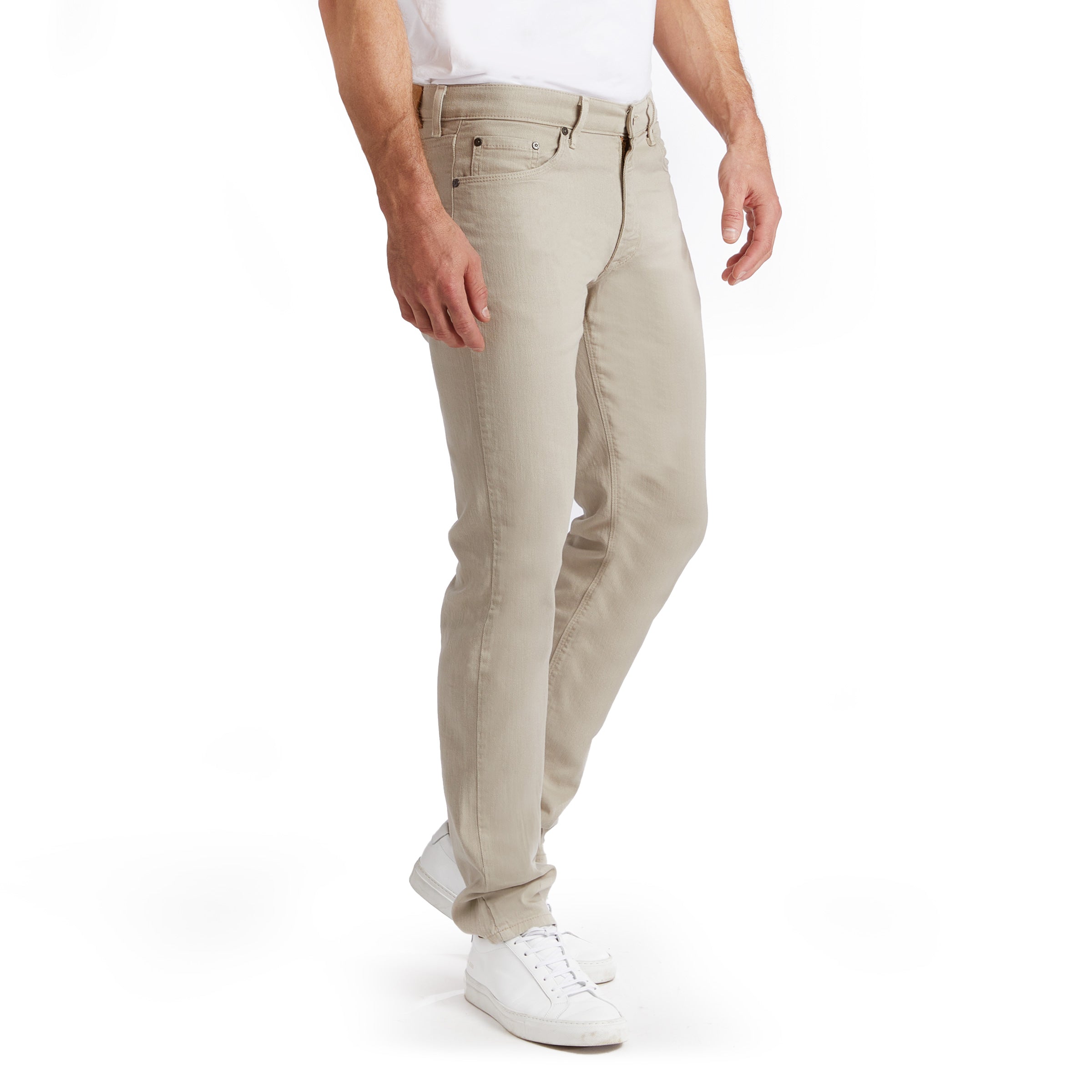 Men wearing Light Khaki Slim Mercer Jeans