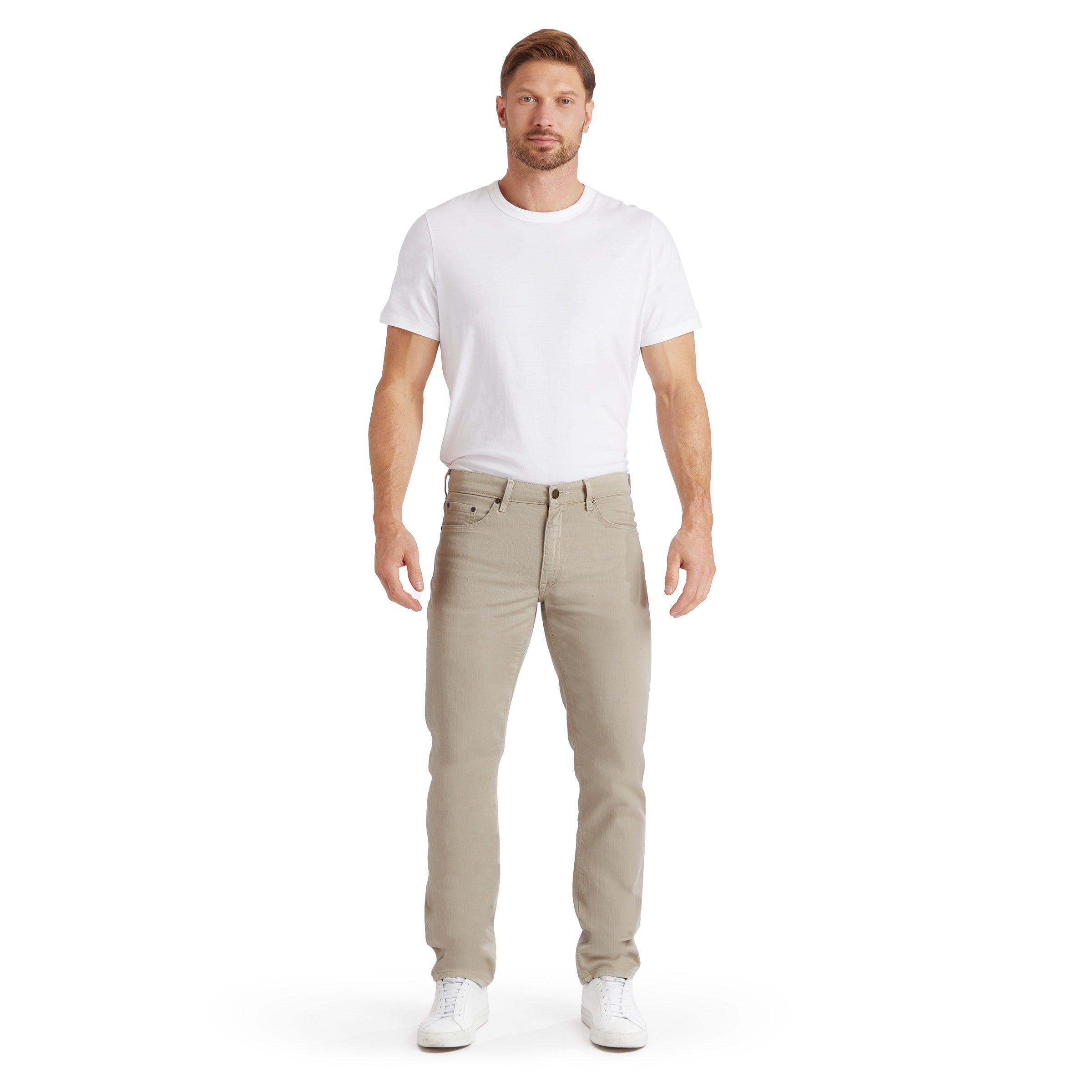 Men wearing Light Khaki Slim Mercer Jeans