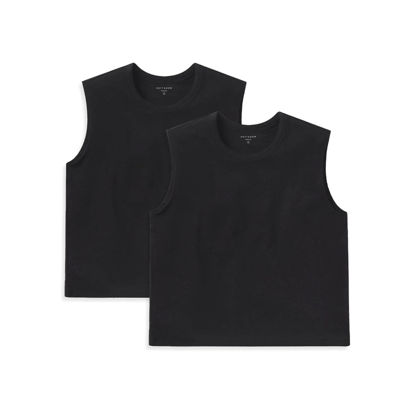  wearing Black Relaxed Slub Tank 2-Pack