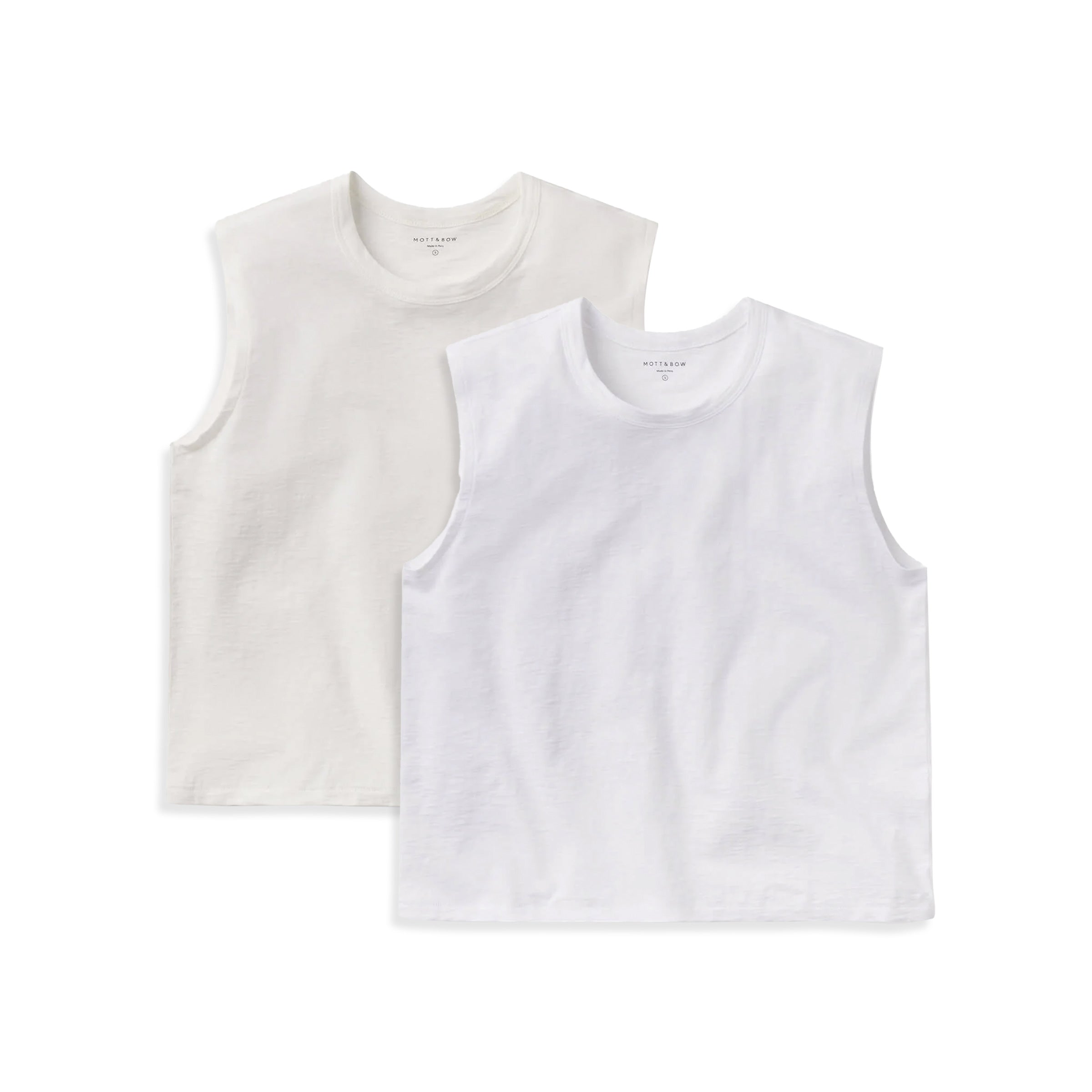  wearing Bone/White Relaxed Slub Tank 2-Pack