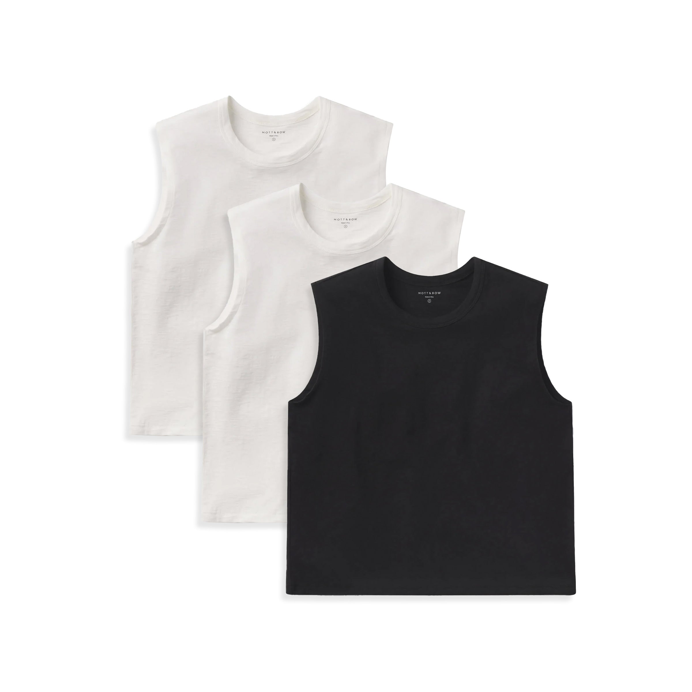  wearing Bone/Bone/Black Relaxed Slub Tank 3-Pack