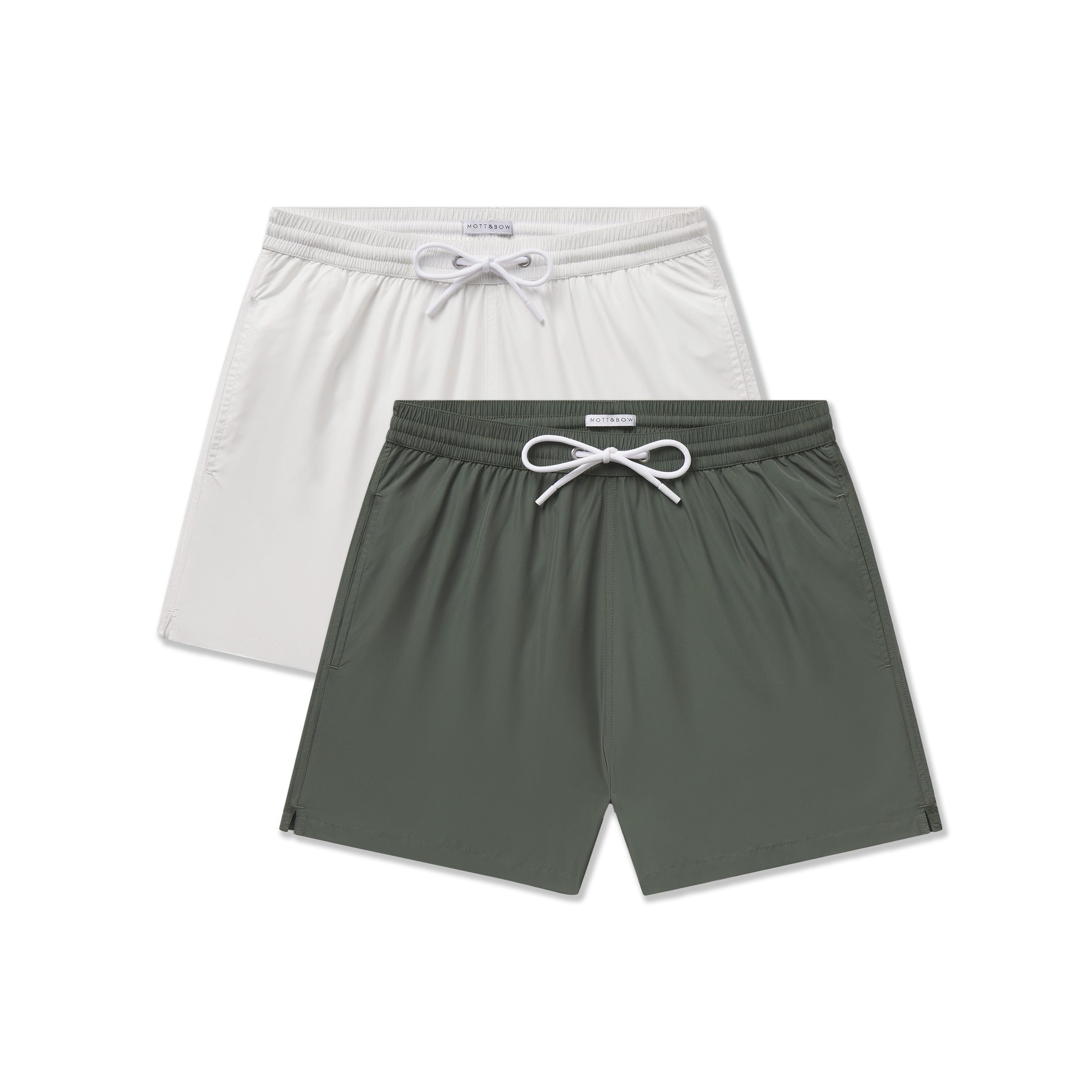  wearing White/Olive The Swim Trunk 2-Pack