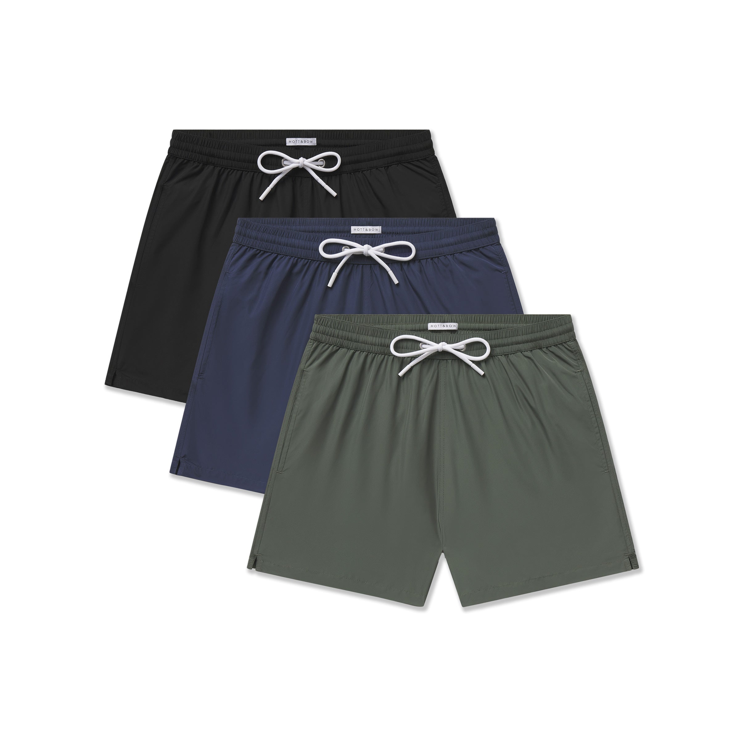  wearing Olive/Navy/Black The Swim Trunk 3-Pack