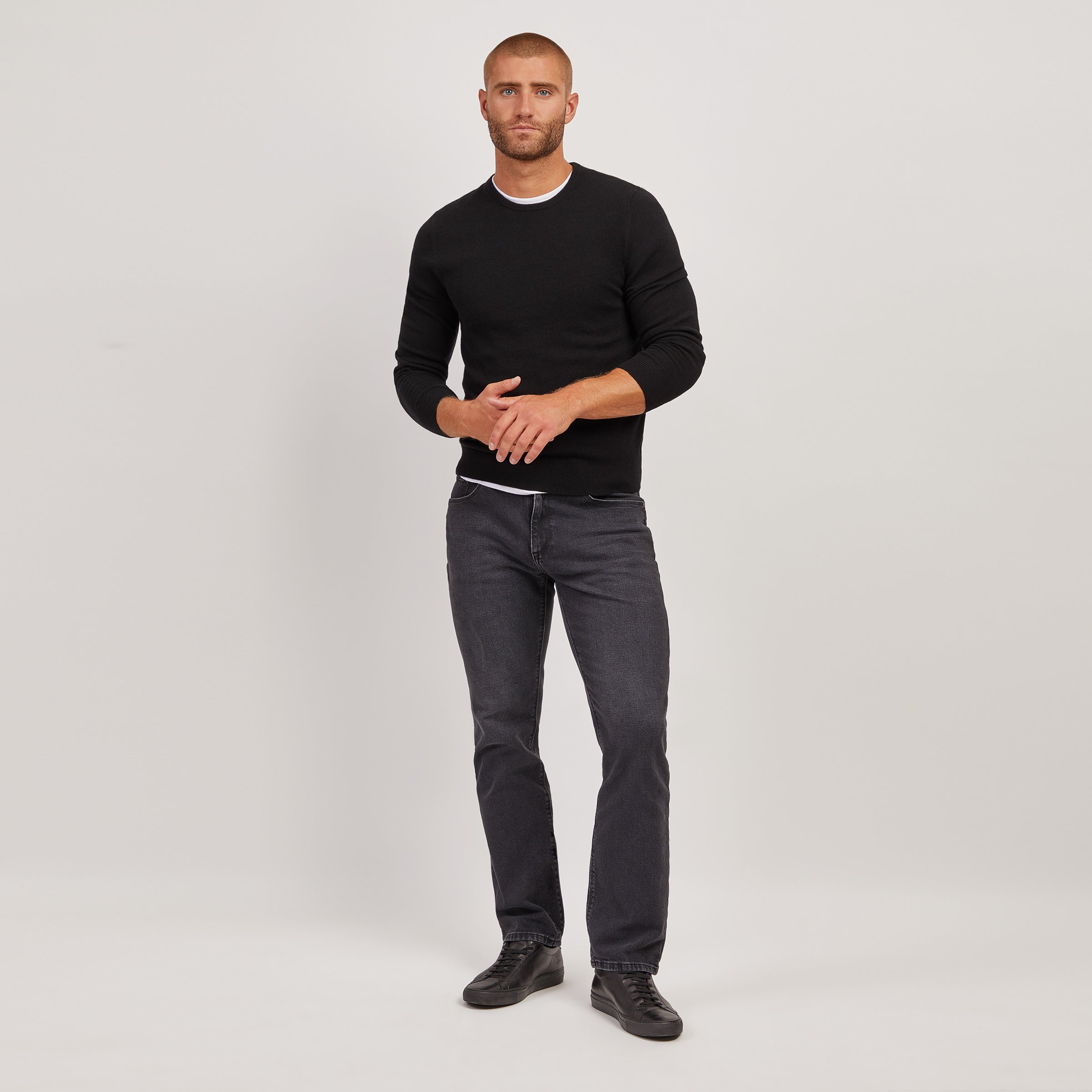 Men wearing Dark Gray Straight Allen Jeans