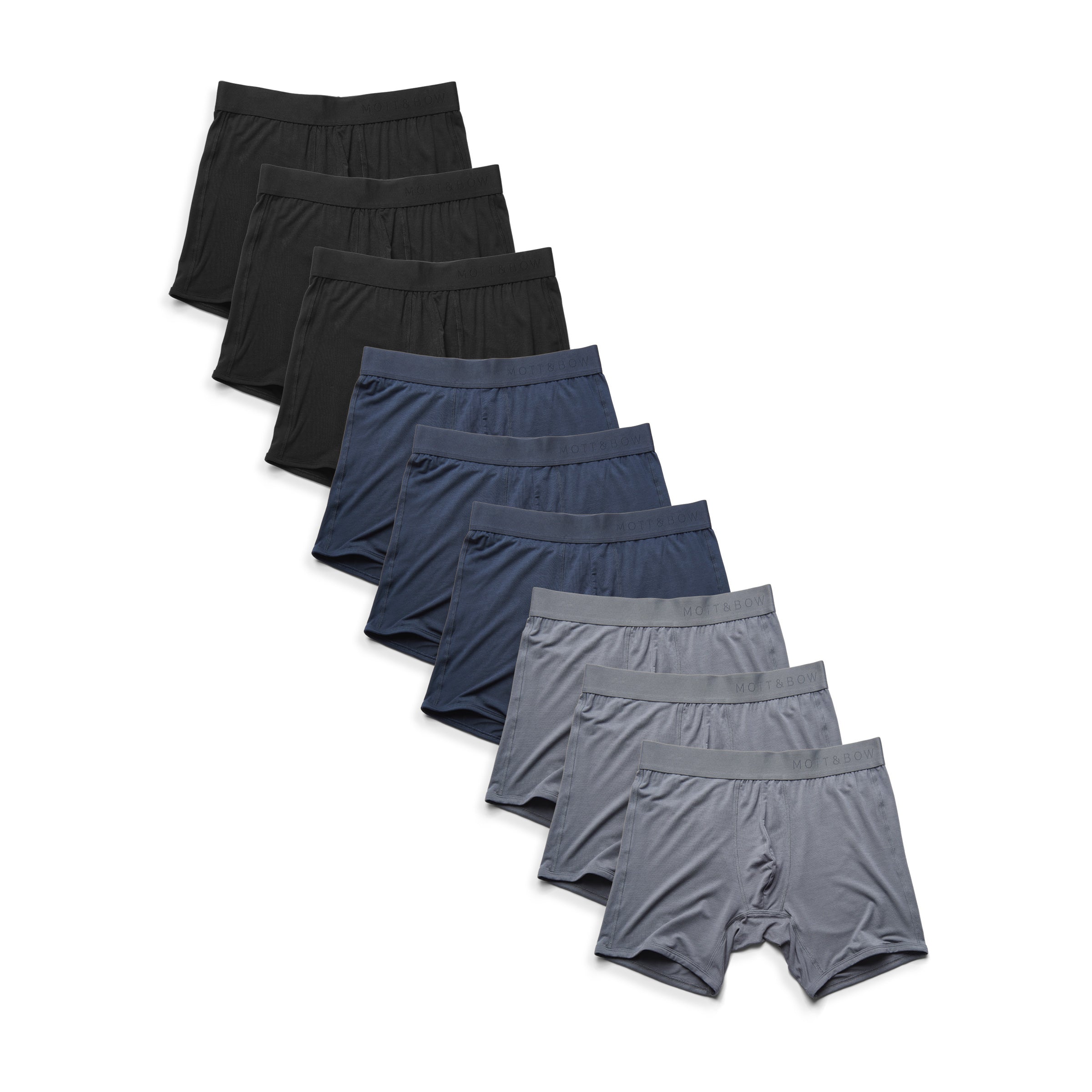  wearing Gray/Black/Navy Boxer Brief 9-Pack