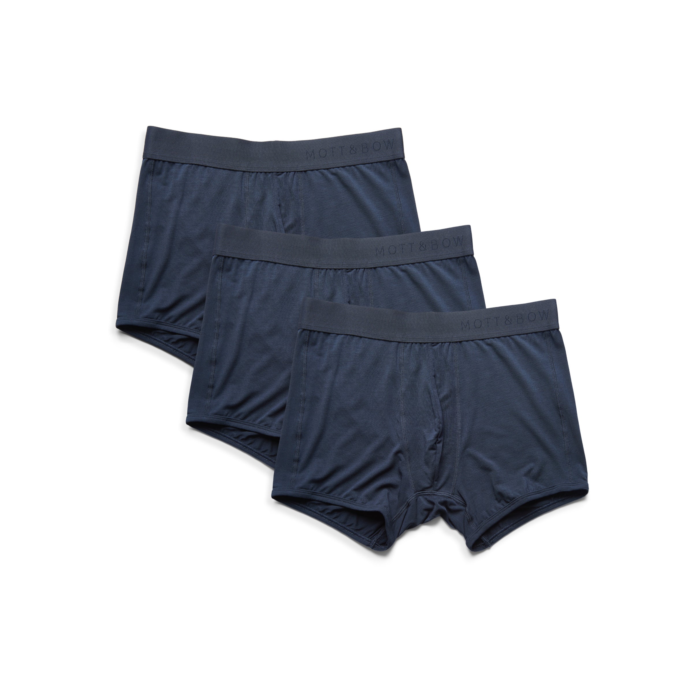  wearing Navy Trunks 3-Pack