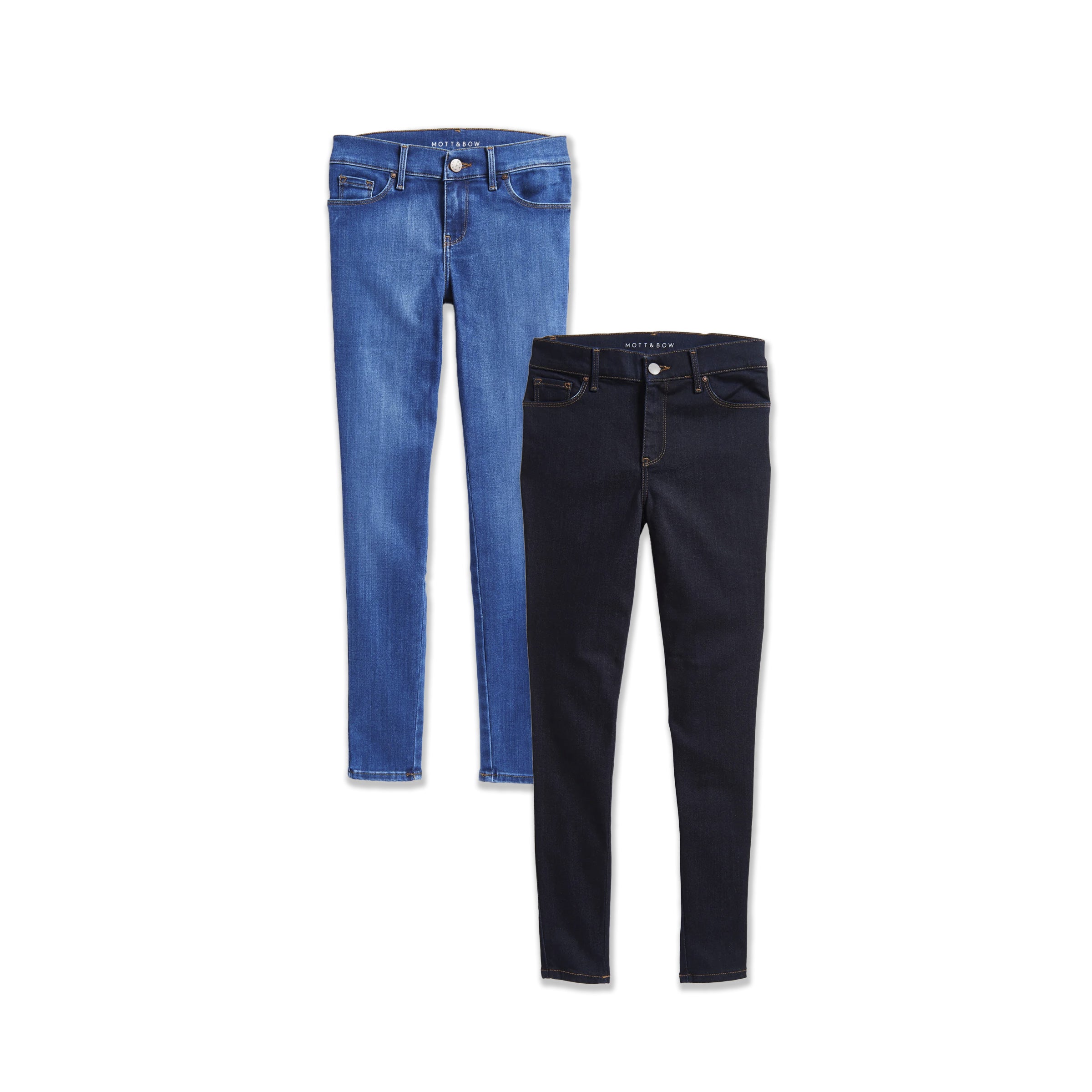  wearing Dark Blue/Medium Blue High Rise Skinny Jane 2-Pack