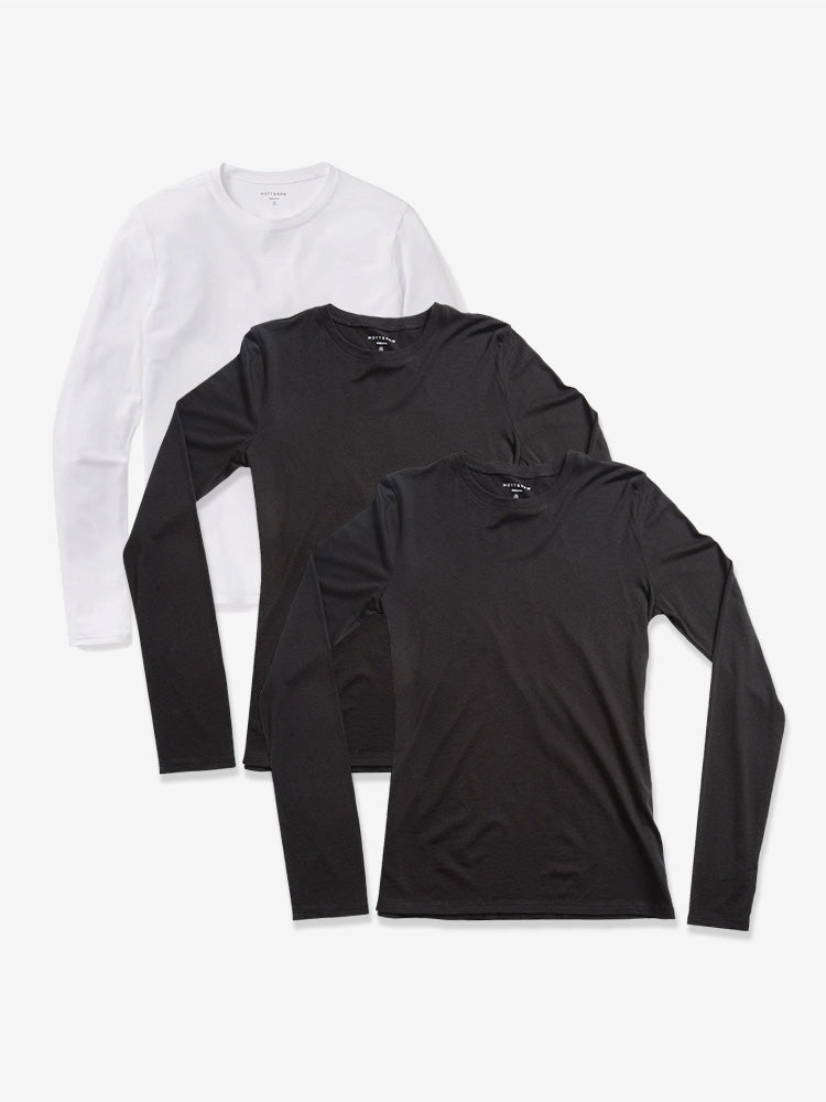  wearing White/Black/Black Long Sleeve Crew Tee Marcy 3-Pack