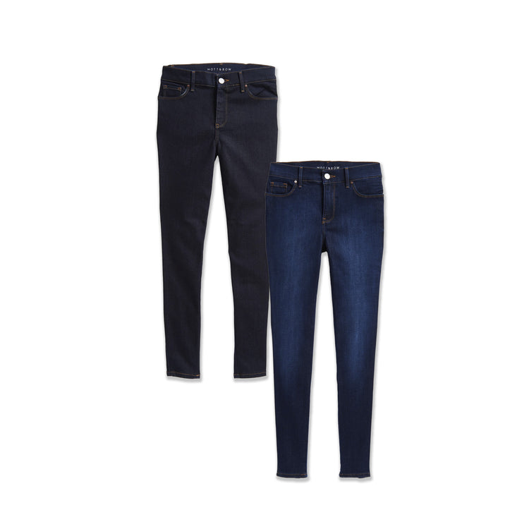  wearing Faded Medium/Dark Blue / Dark Blue Mid Rise Skinny Jane 2-Pack