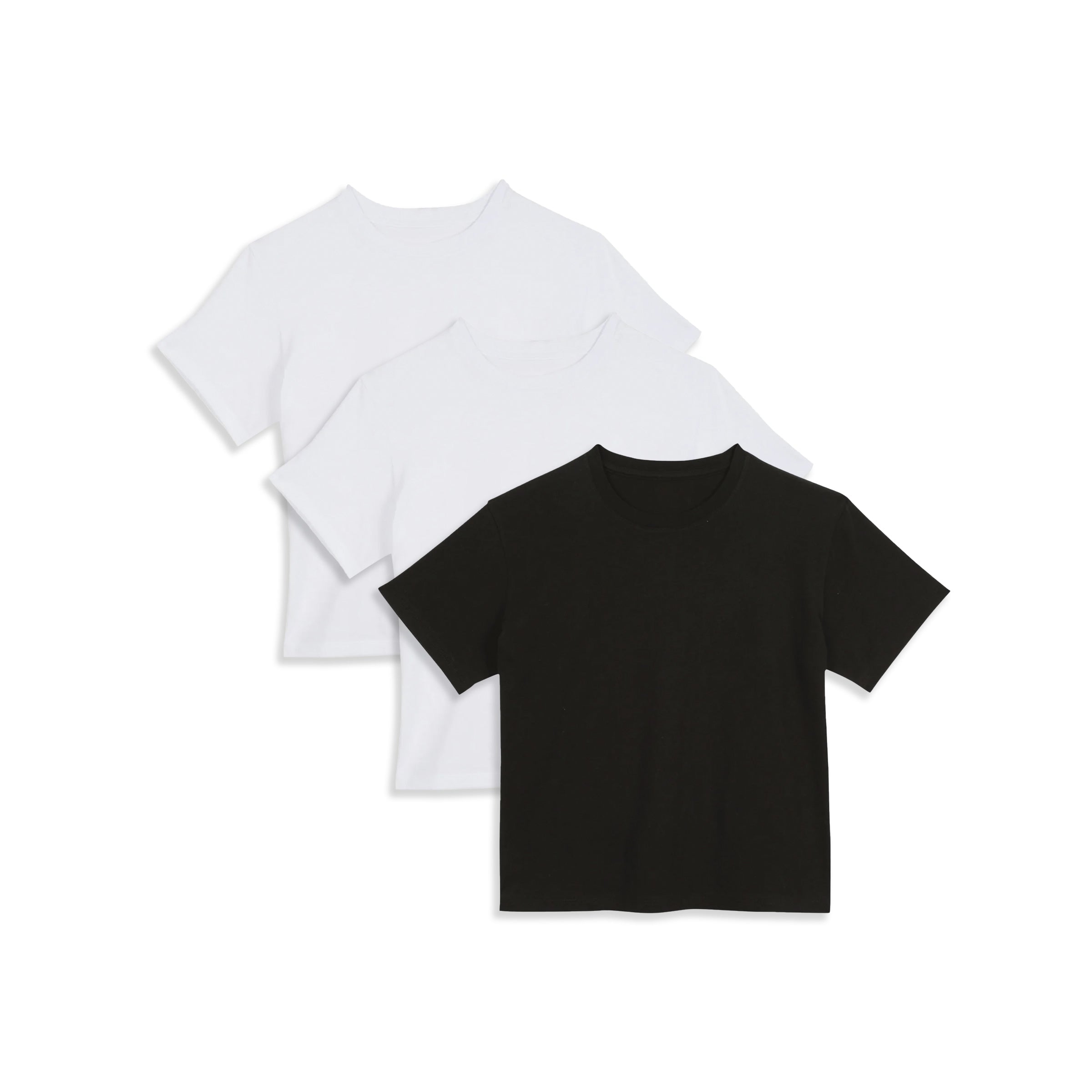  wearing White/White/Black The Cotton Boxy Crew Tee 3-Pack