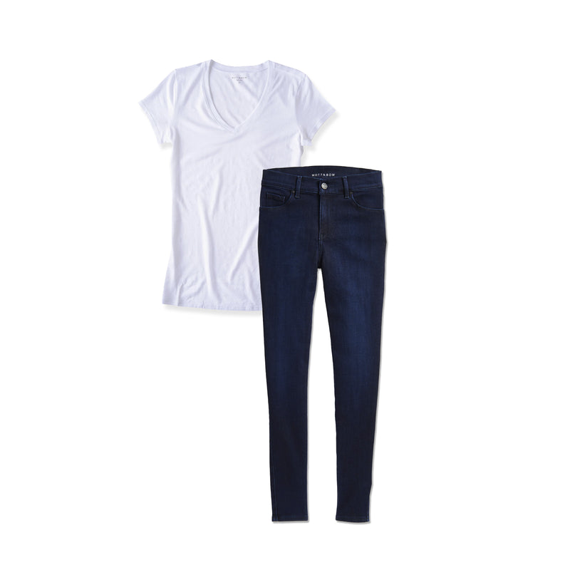 Women wearing Default Title Set 05: 1 pair of Jeans + 1 Marcy Tee