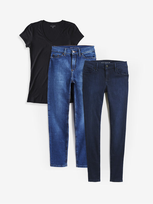 Set 01: 2 pair of Jeans + 1 Marcy Tee femmes