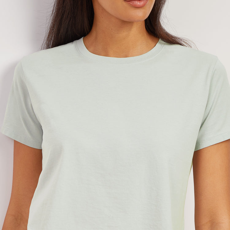 Women wearing Honeydew The Cotton Boxy Crew Tee