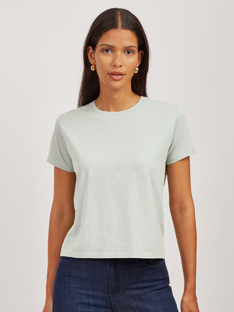 Women wearing Honeydew The Cotton Boxy Crew Tee