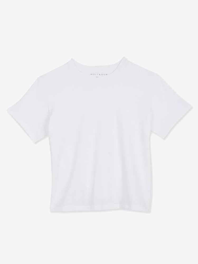 Women wearing White The Cotton Boxy Crew Tee