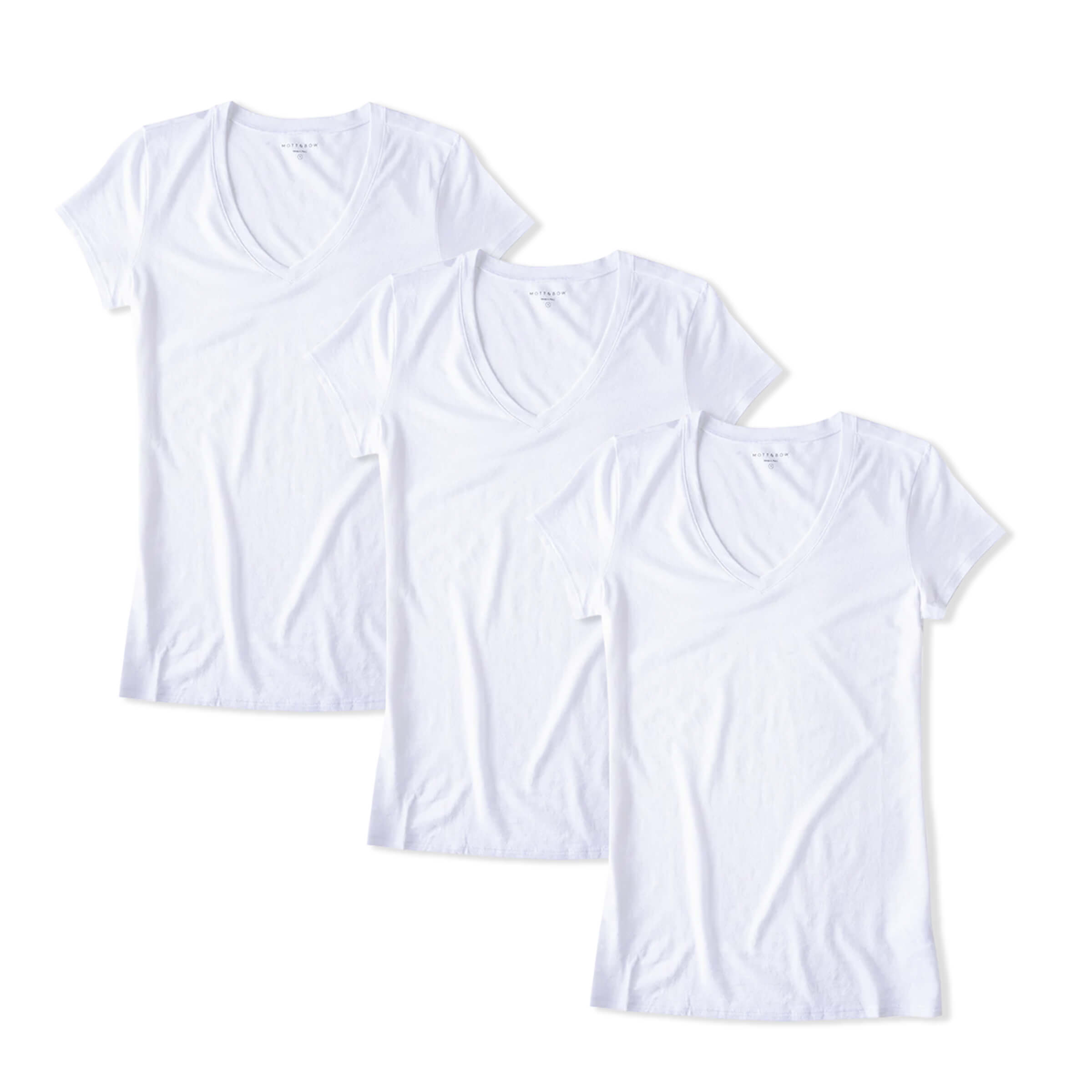 Women wearing White Fitted V-Neck Marcy 3-Pack