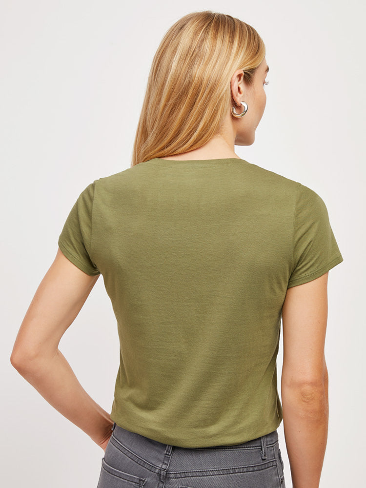 Women wearing Rosemary Fitted Crew Marcy Tee