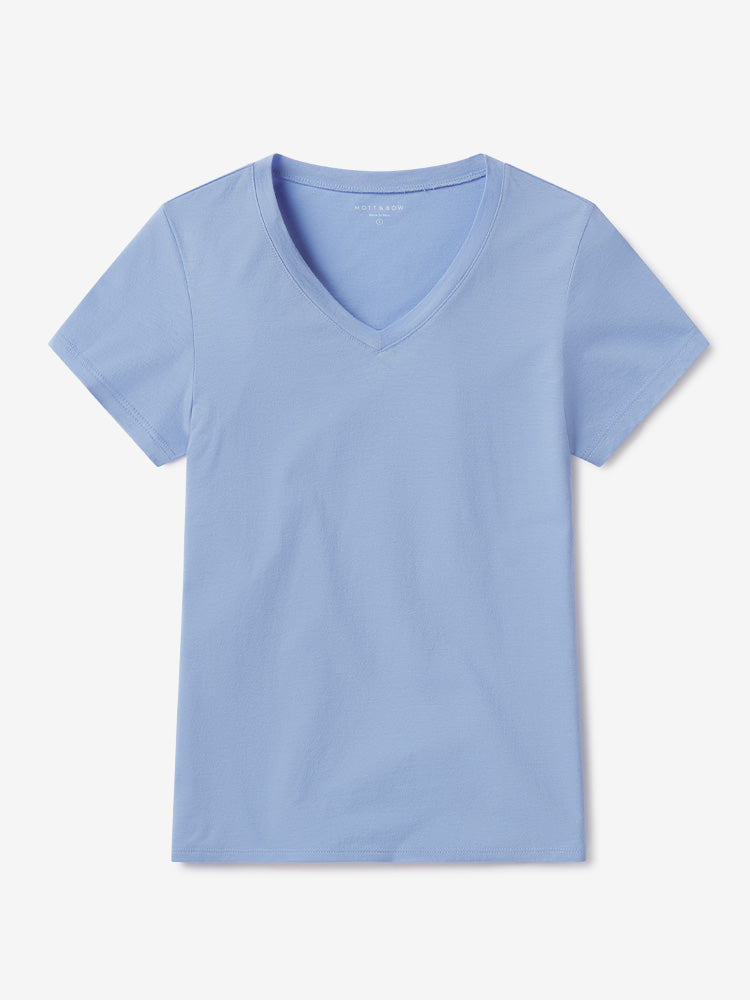 Women wearing Hydrangea Fitted V-Neck Marcy Tee