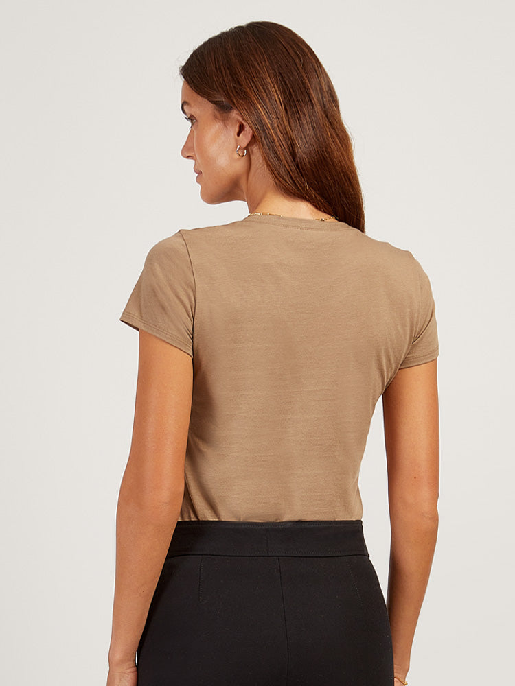 Women wearing Sienna Fitted V-Neck Marcy Tee