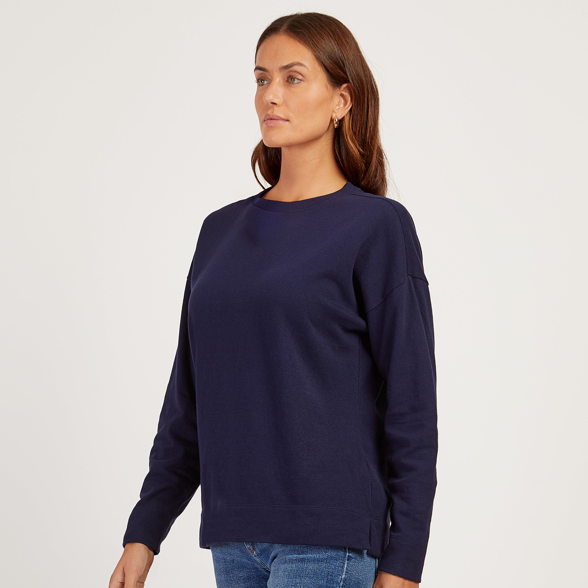 Women wearing Vintage Navy Heavyweight Oversized Long Sleeve Tee