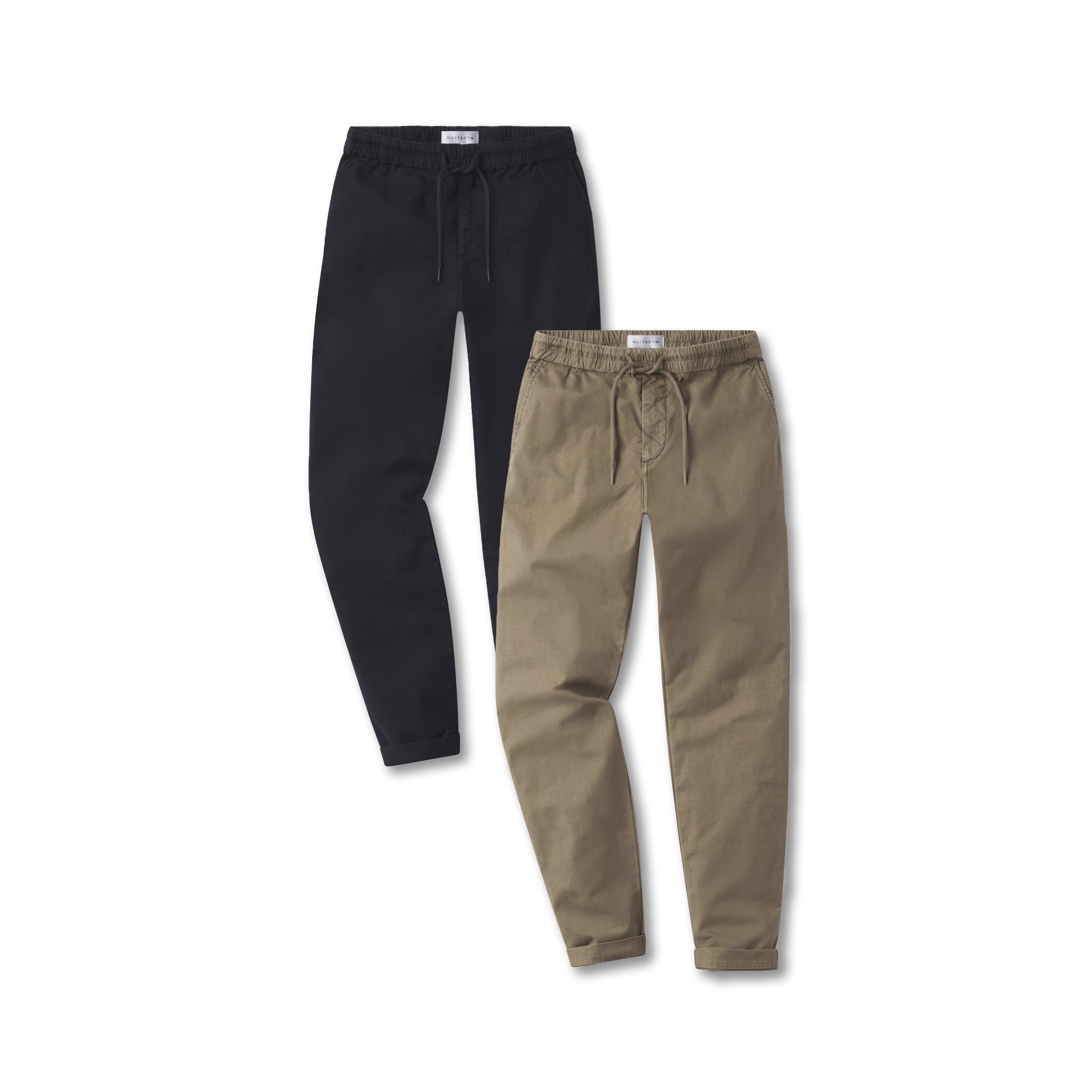  wearing Navy/Khaki The Leisure Pants 2-Pack