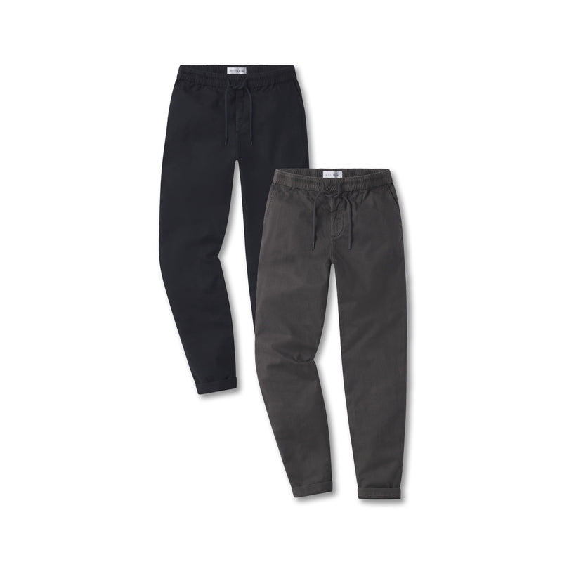  wearing Dark Gray/Navy The Leisure Pants 2-Pack