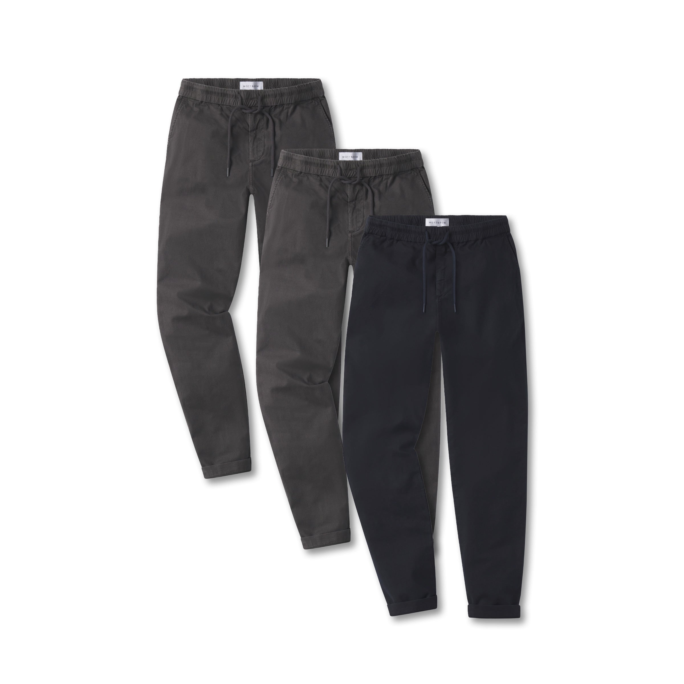  wearing 2 Dark Gray/Navy The Leisure Pants 3-Pack