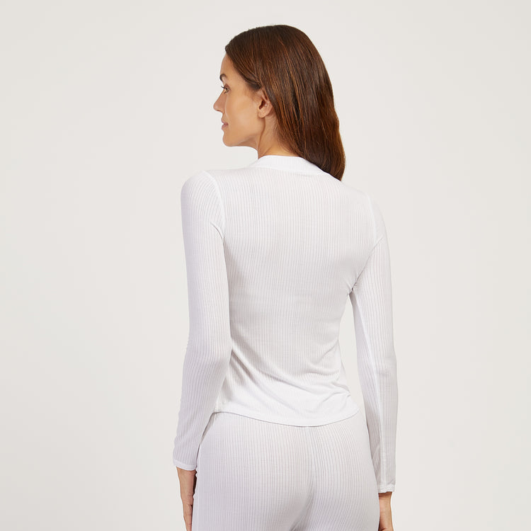 Women wearing White Lounge Long Sleeve Henley