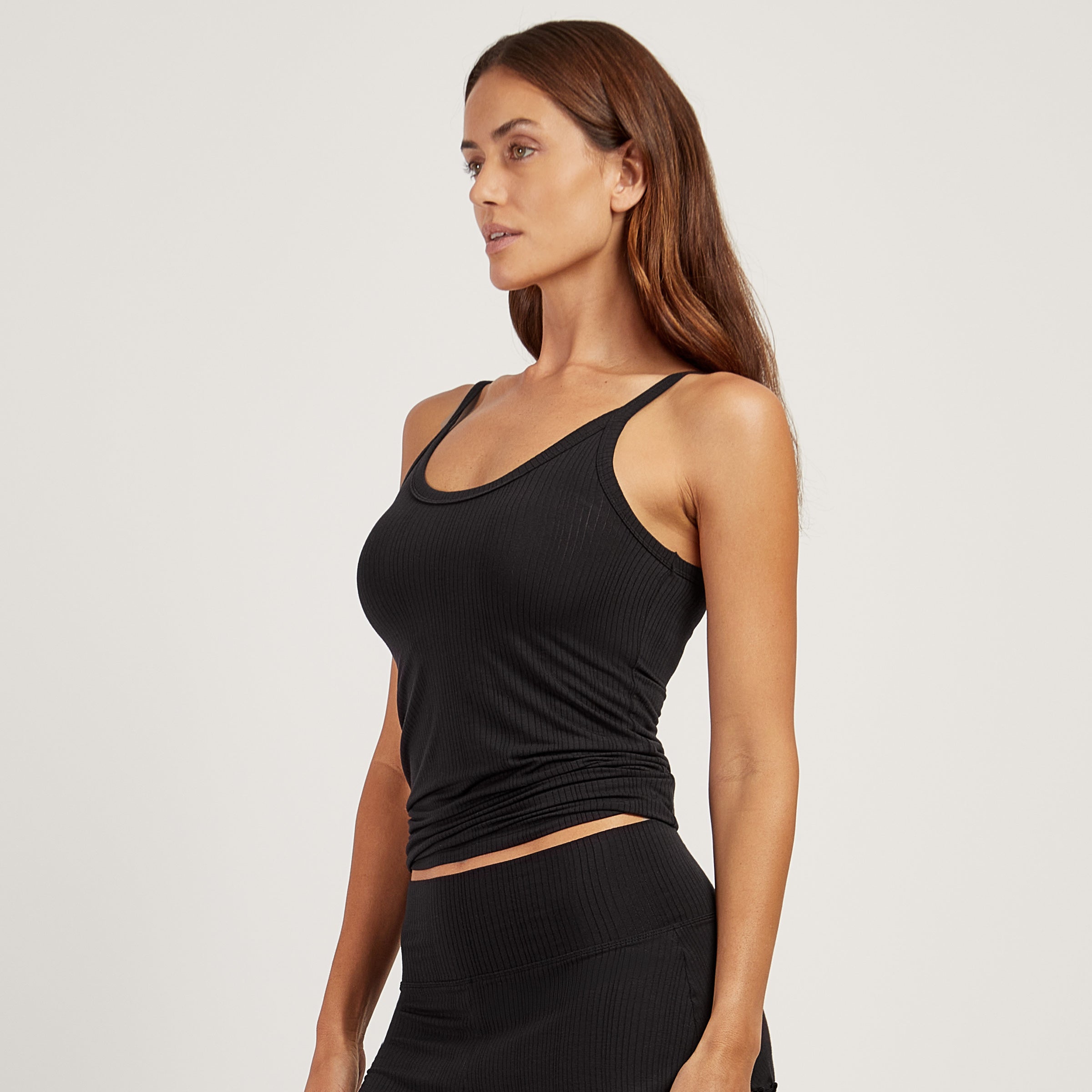 Women wearing Black Lounge Scoop Neck Cami