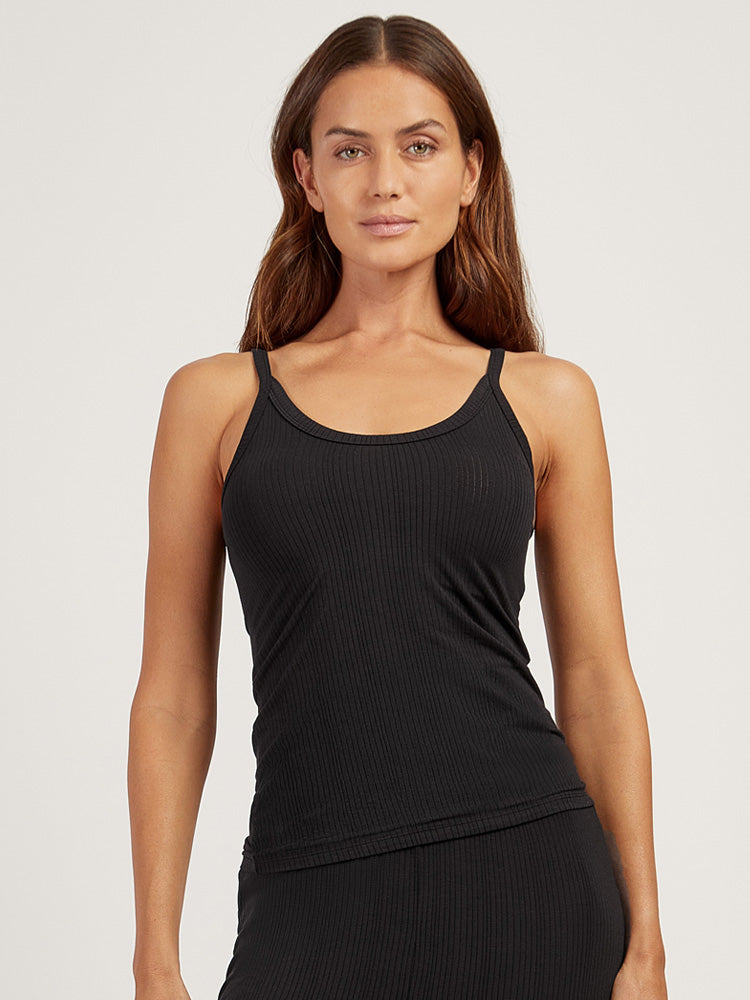 Women wearing Black Lounge Scoop Neck Cami