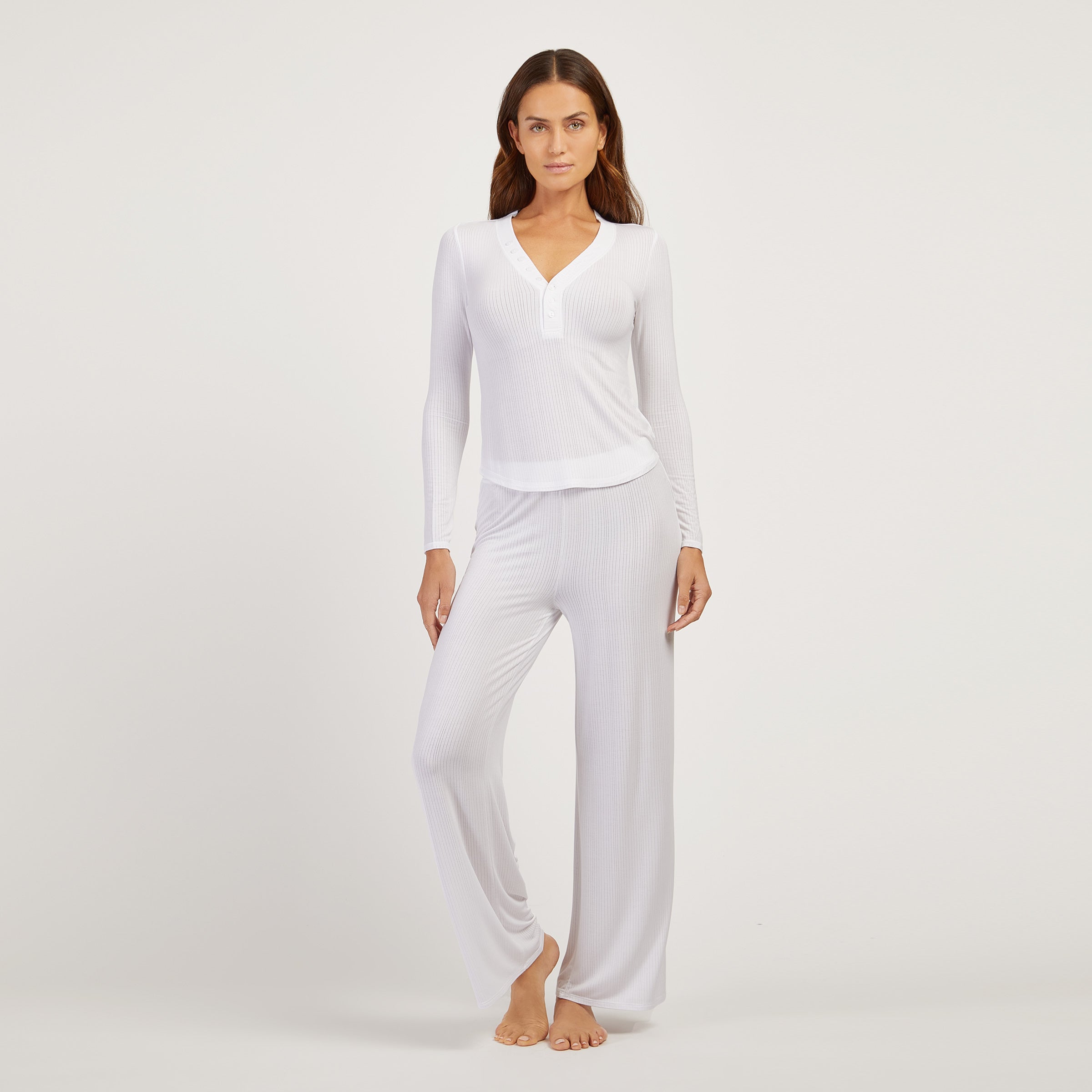 Women wearing White Lounge Wide Leg Pants