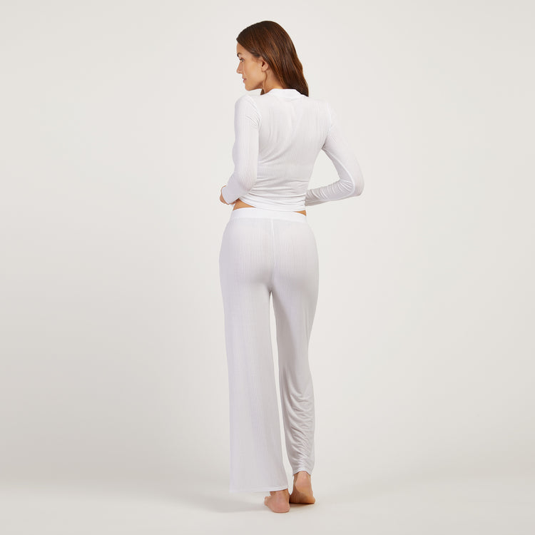 Women wearing White Lounge Wide Leg Pants