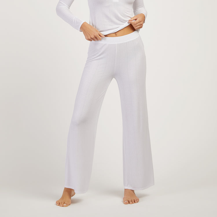 Women wearing White Lounge Wide Leg Pants