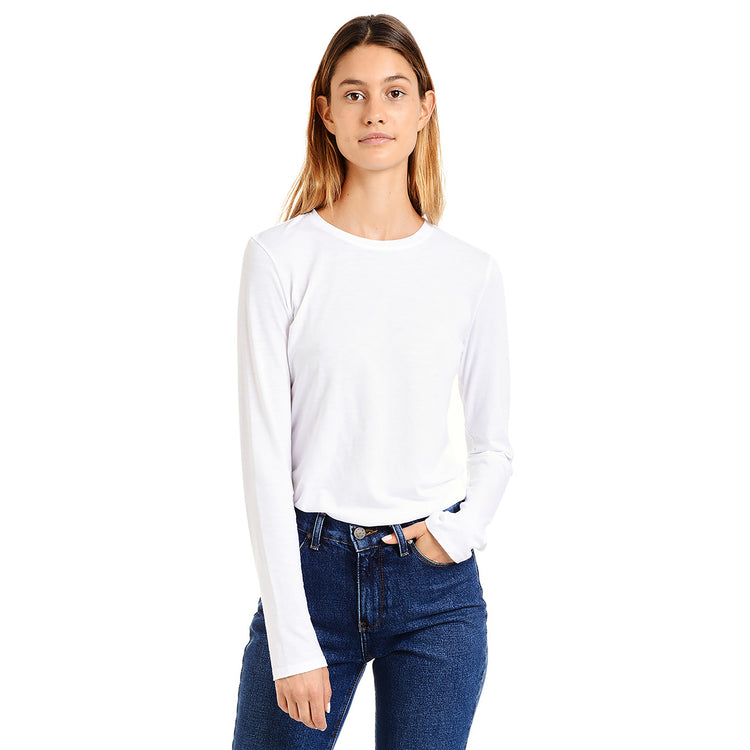  wearing White/White/Black Long Sleeve Crew Tee Marcy 3-Pack