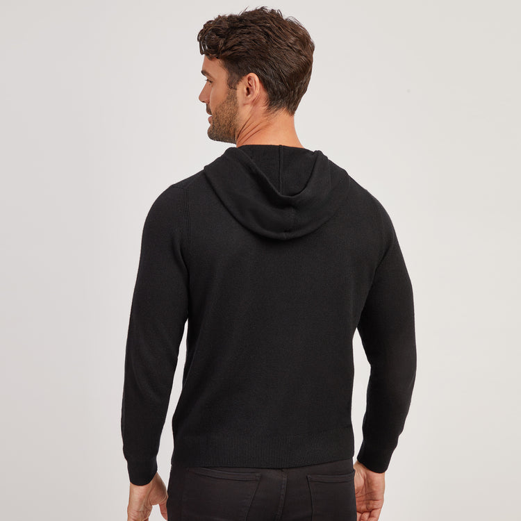 Men wearing Black Cashmere Hoodie