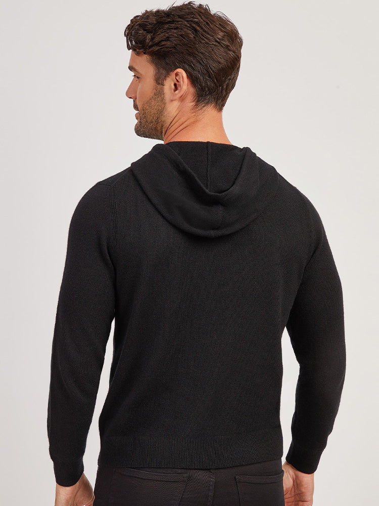 Men wearing Black Cashmere Hoodie