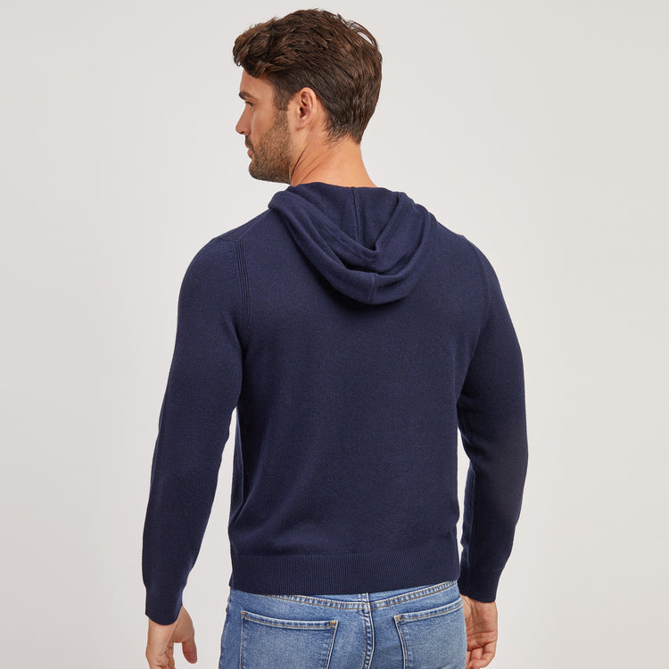 Men wearing Navy Cashmere Hoodie