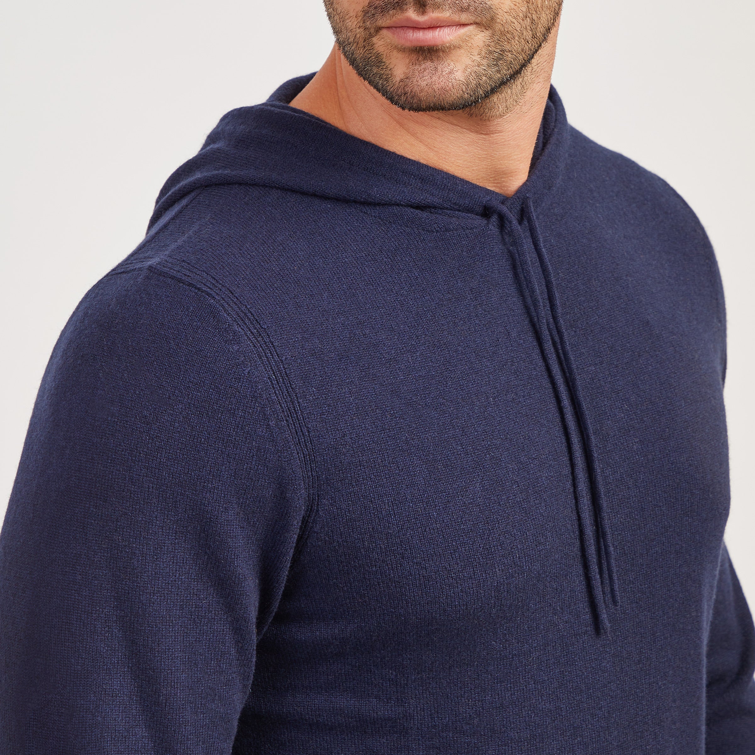 Men wearing Navy Cashmere Hoodie