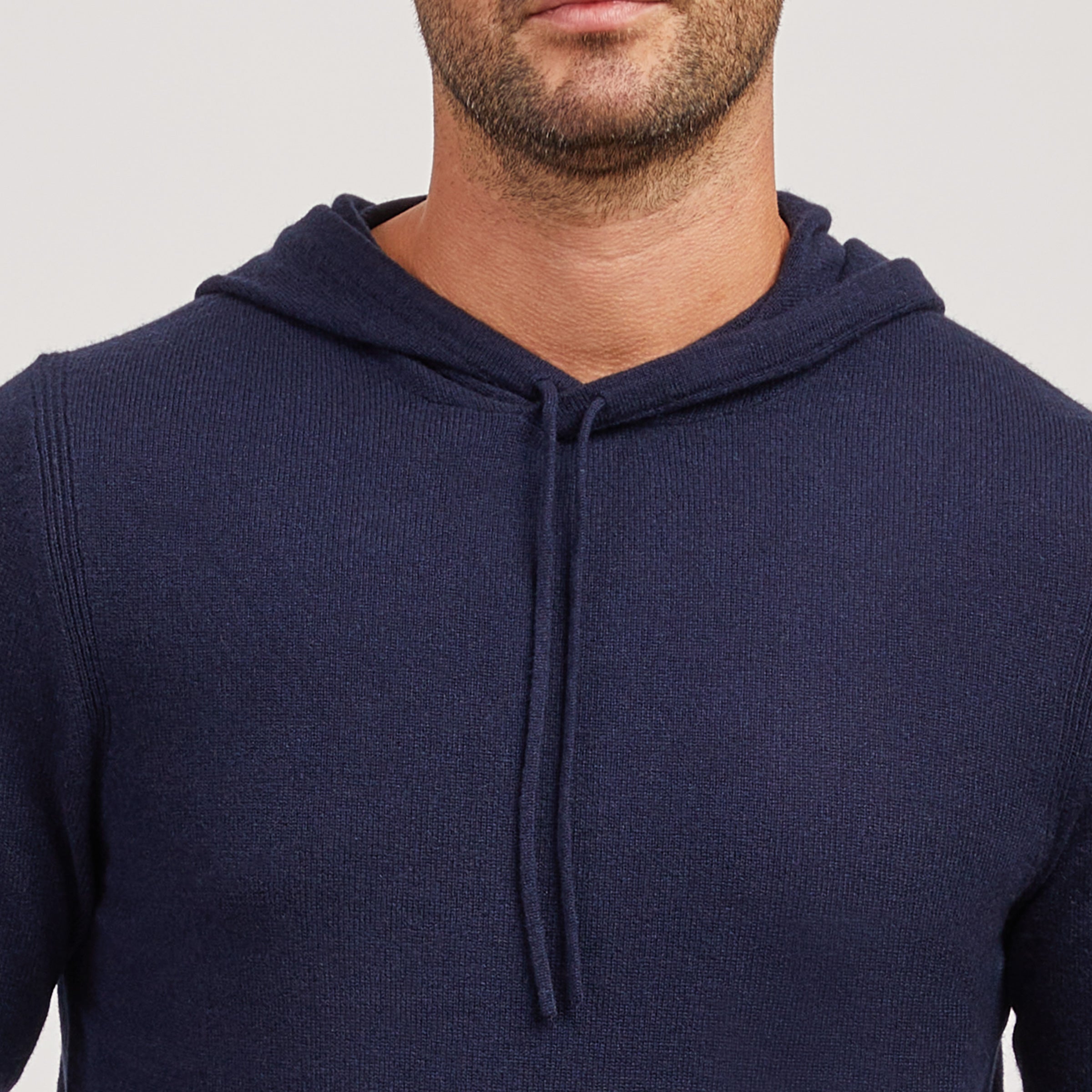 Men wearing Navy Cashmere Hoodie