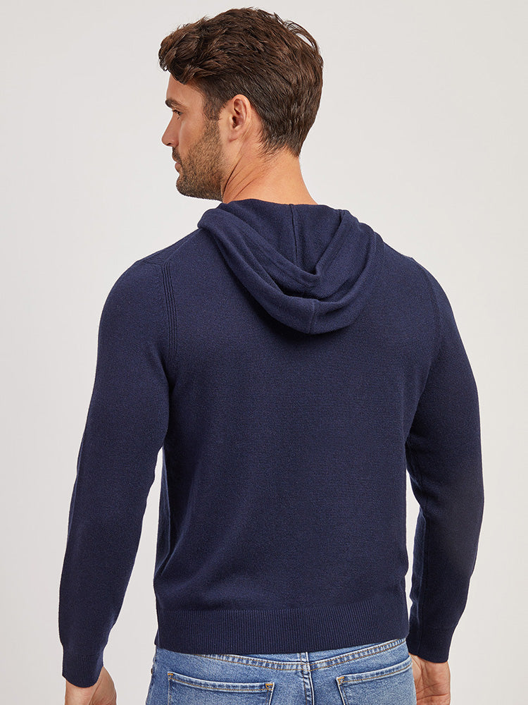 Men wearing Navy Cashmere Hoodie