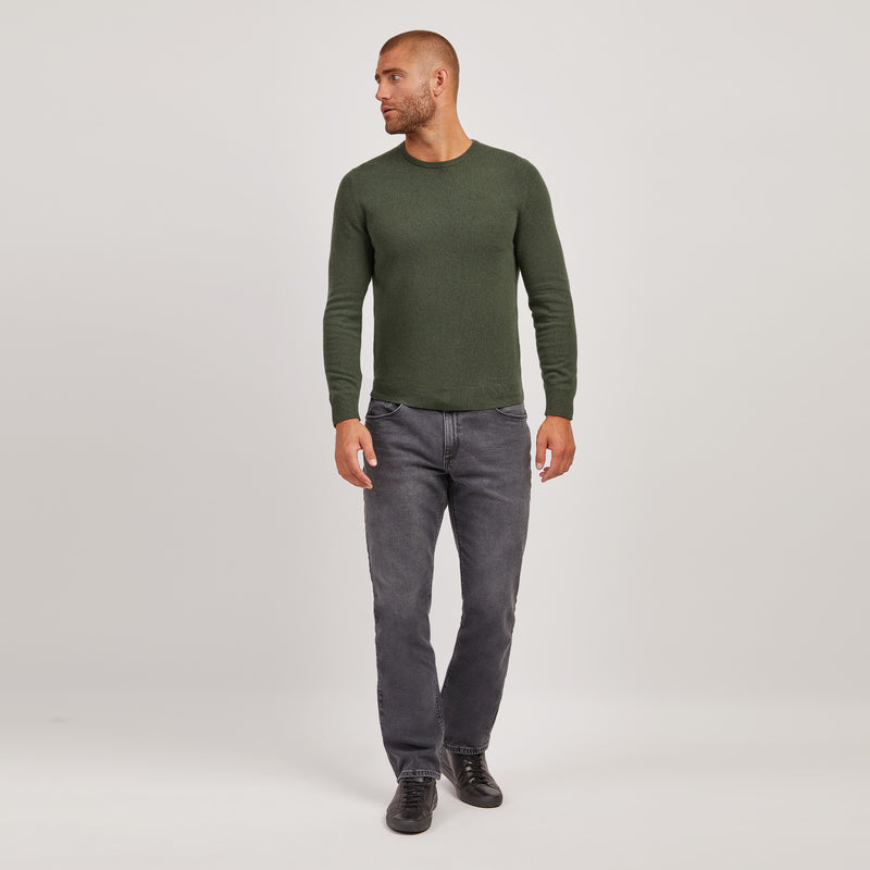 Men wearing Forest Green Classic Cashmere Crew Bergen Sweater