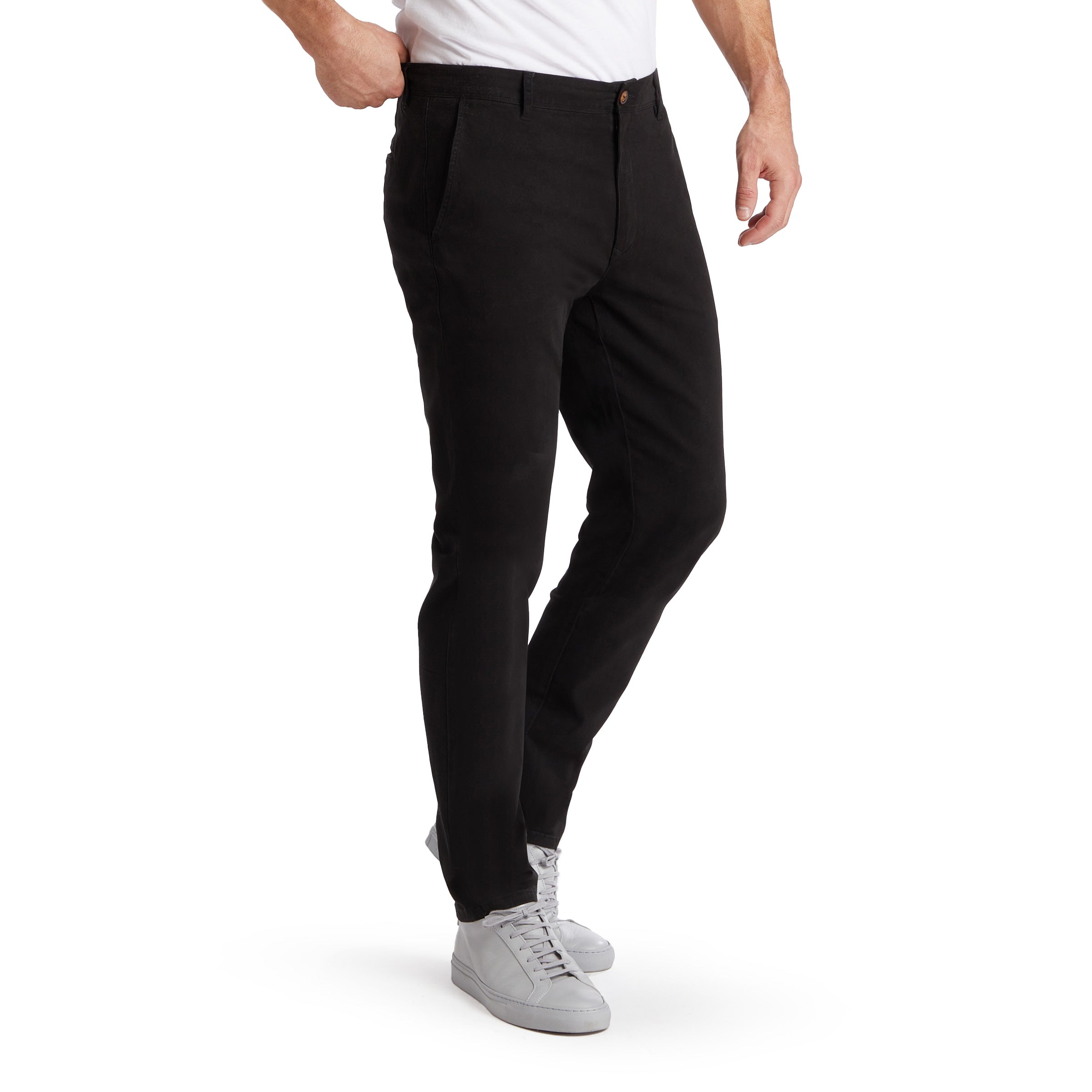 Men wearing Black Twill Chino Charles