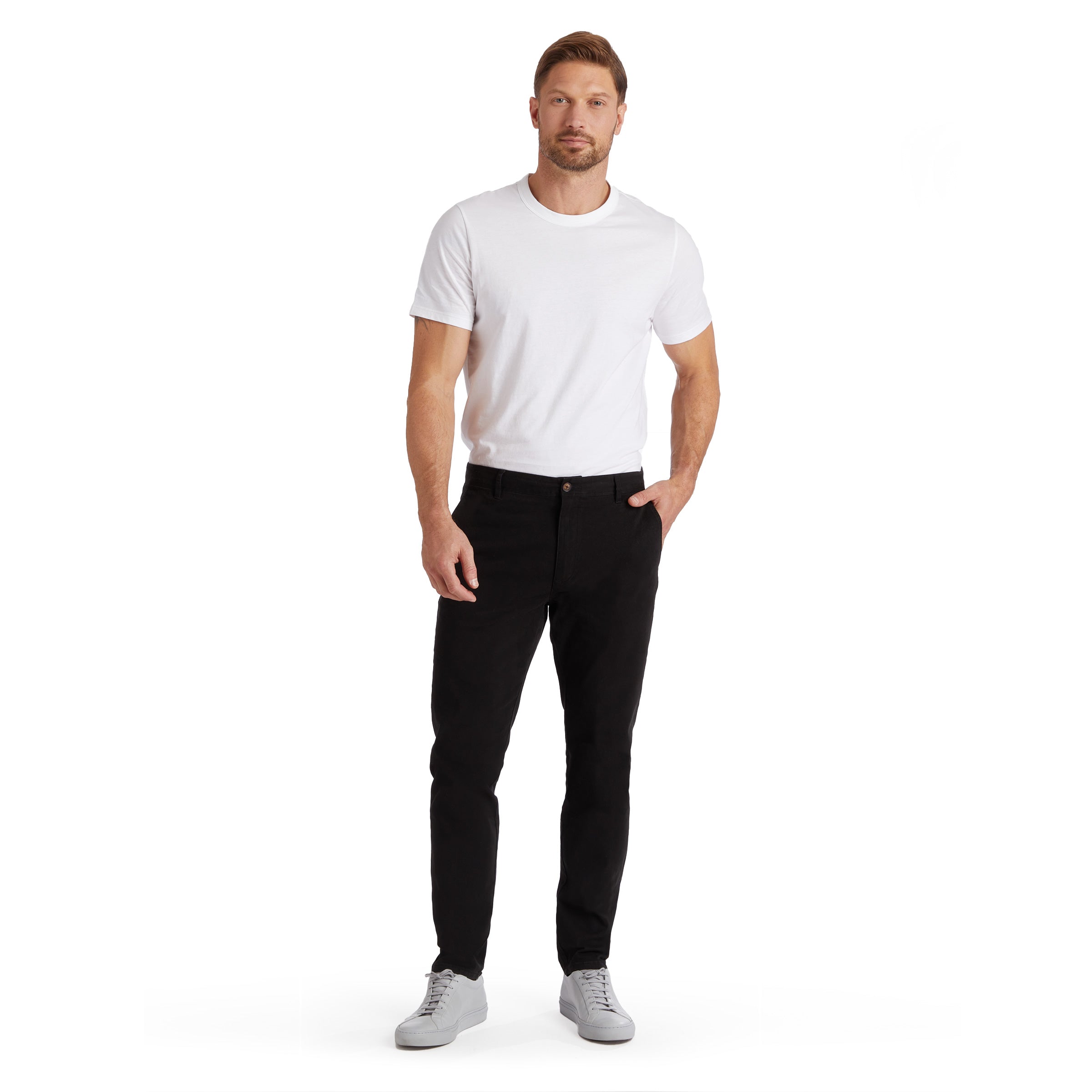 Men wearing Noir Twill Chino Charles