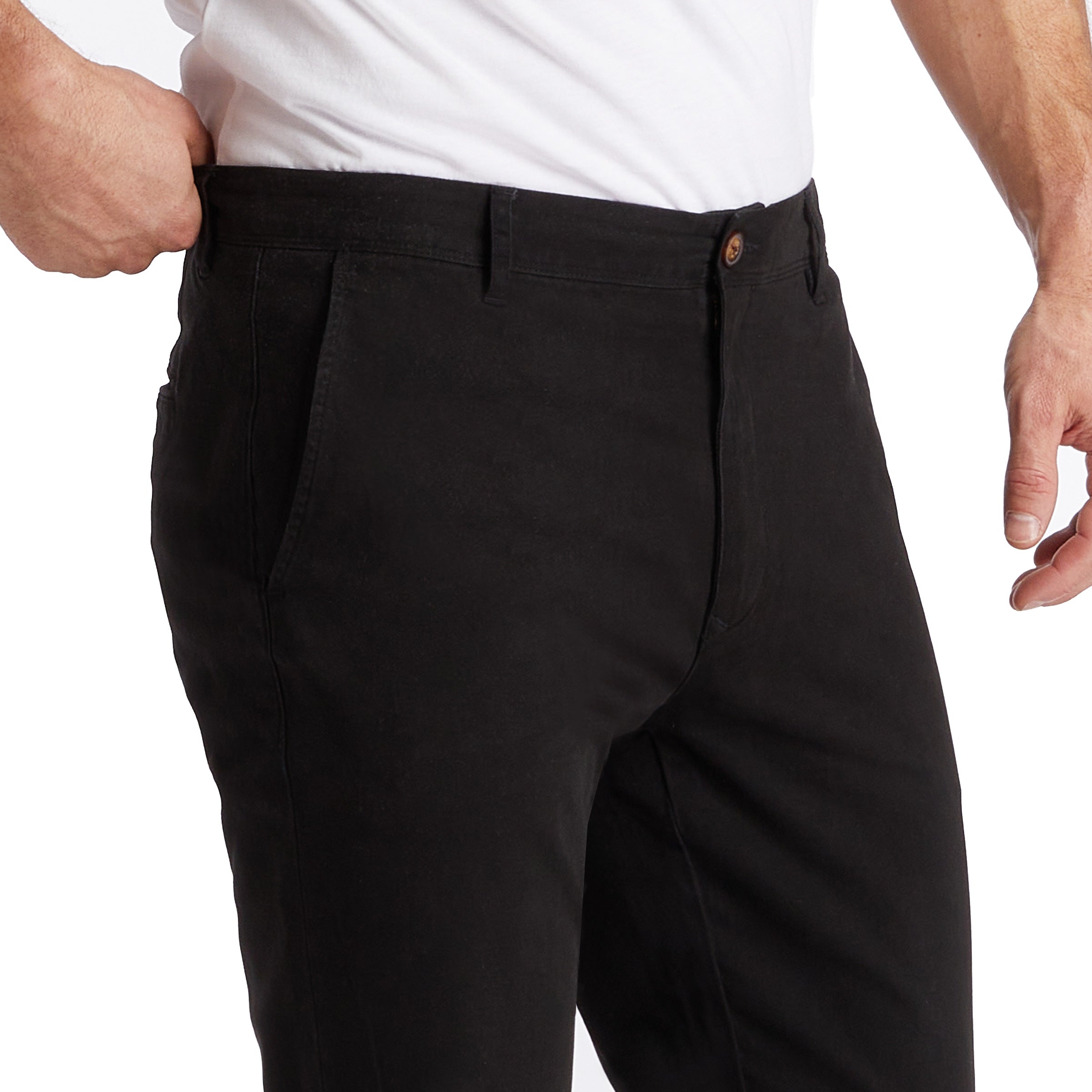 Men wearing Black Twill Chino Charles