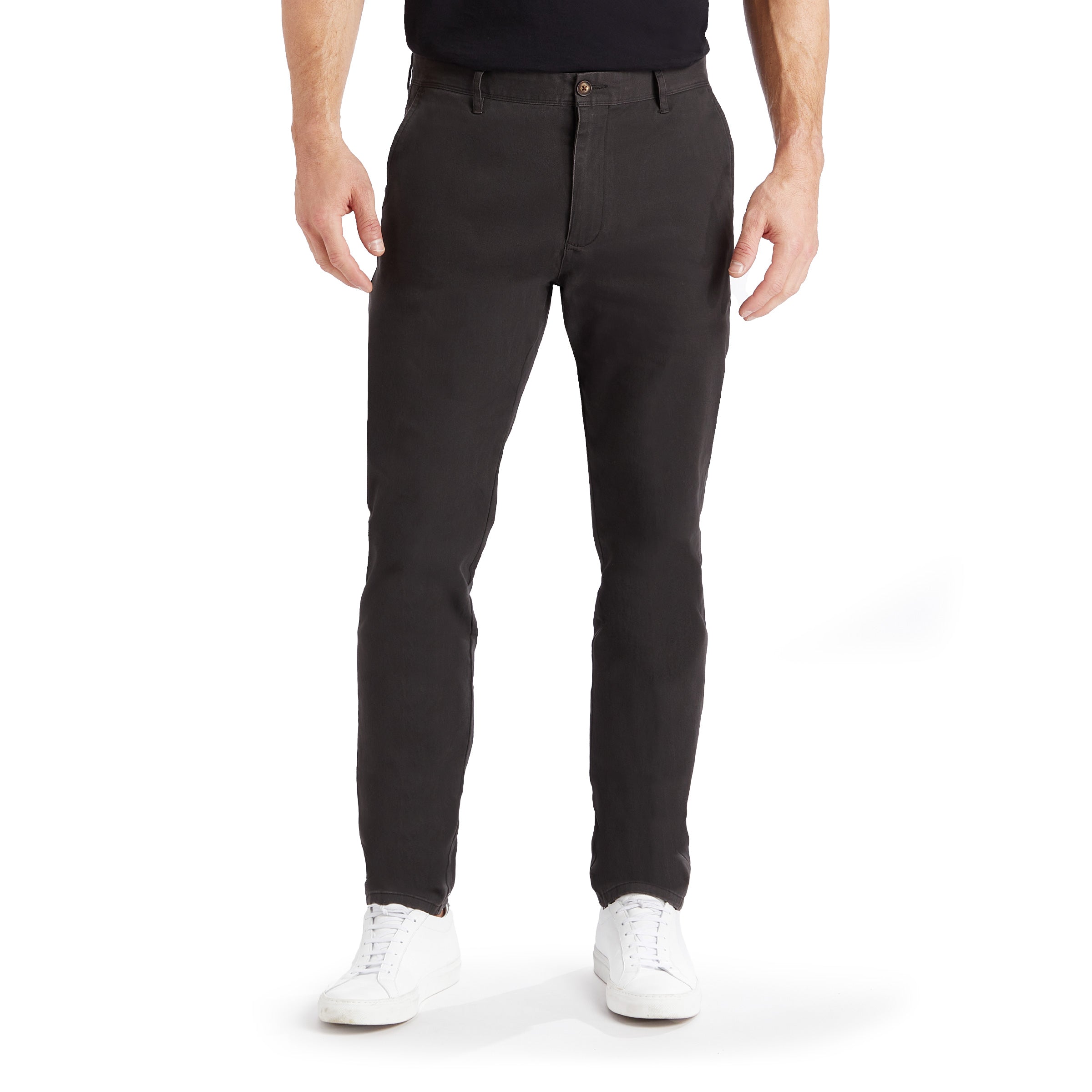 Men wearing Dark Gray Twill Chino Charles