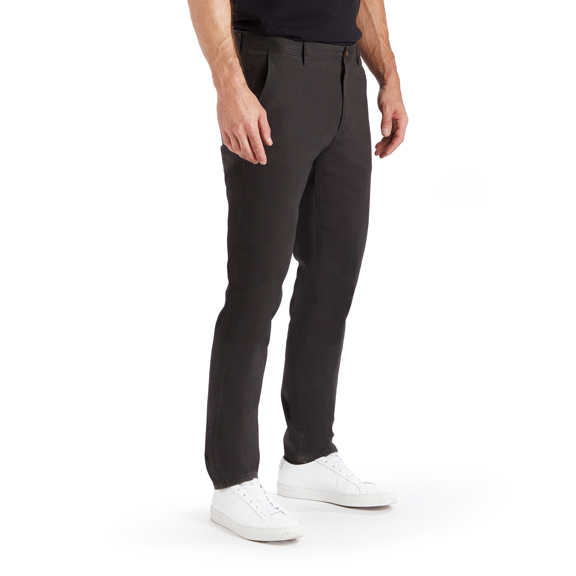 Men wearing Dark Gray Twill Chino Charles