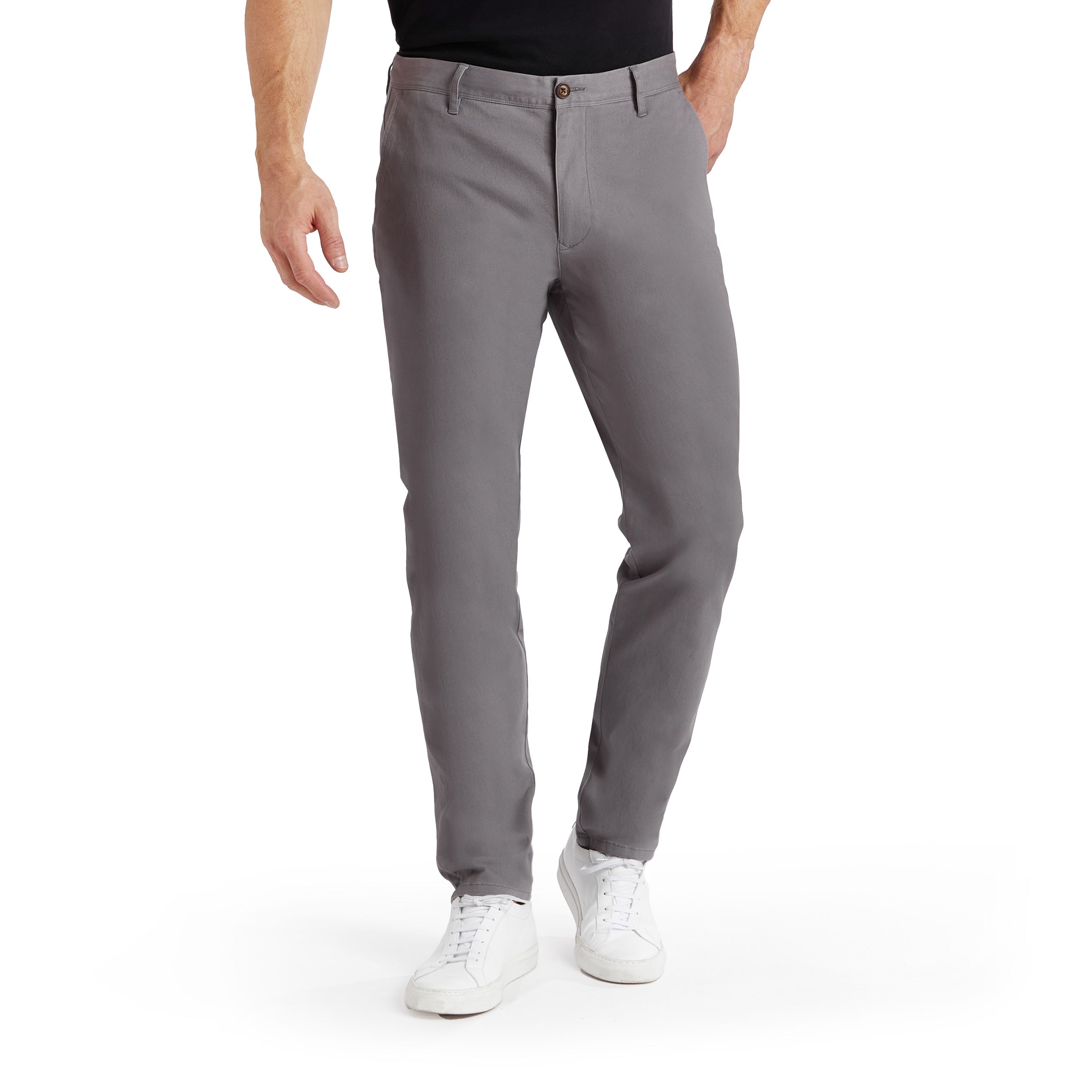 Men wearing Gray Twill Chino Charles