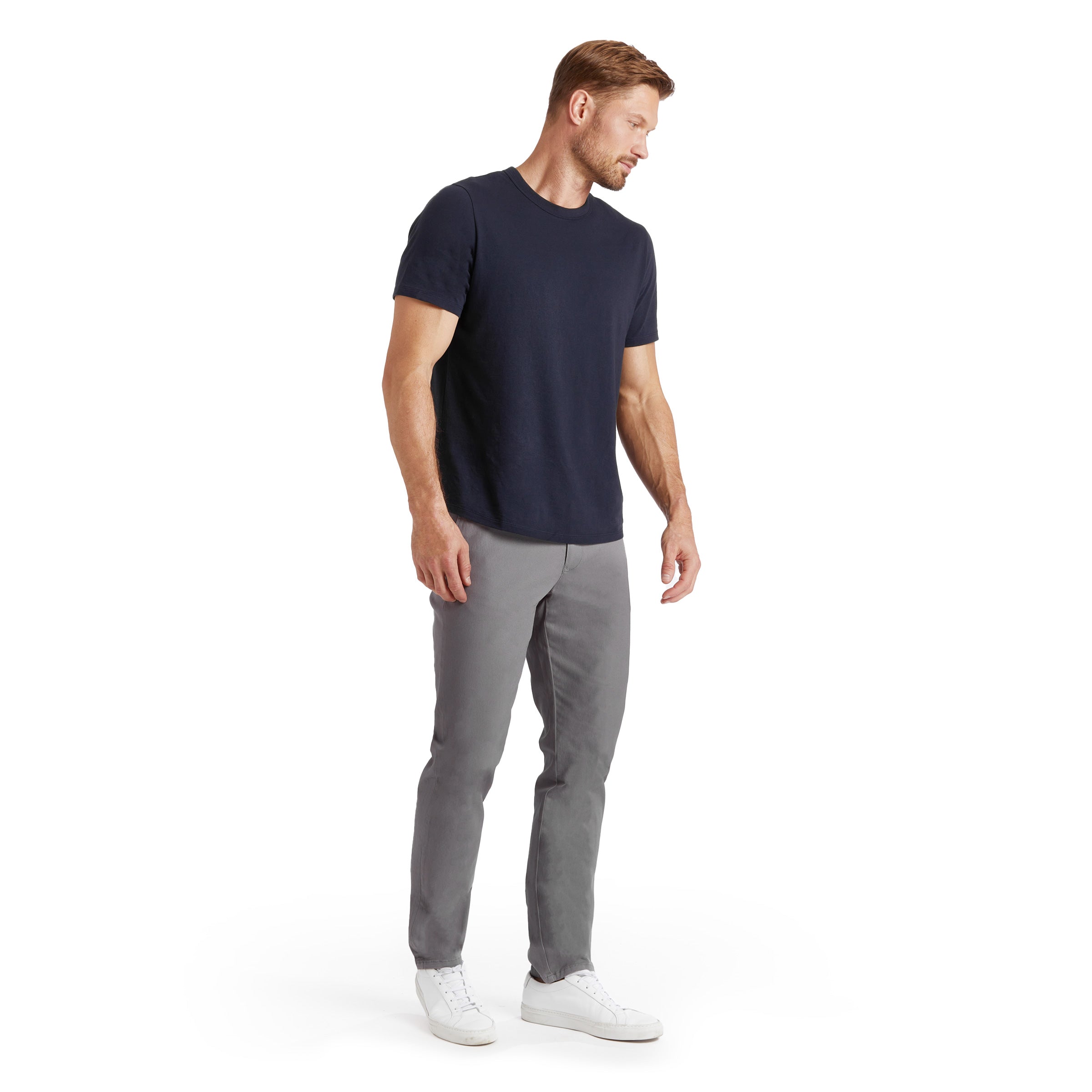 Men wearing Bleu Graphite Twill Chino Charles