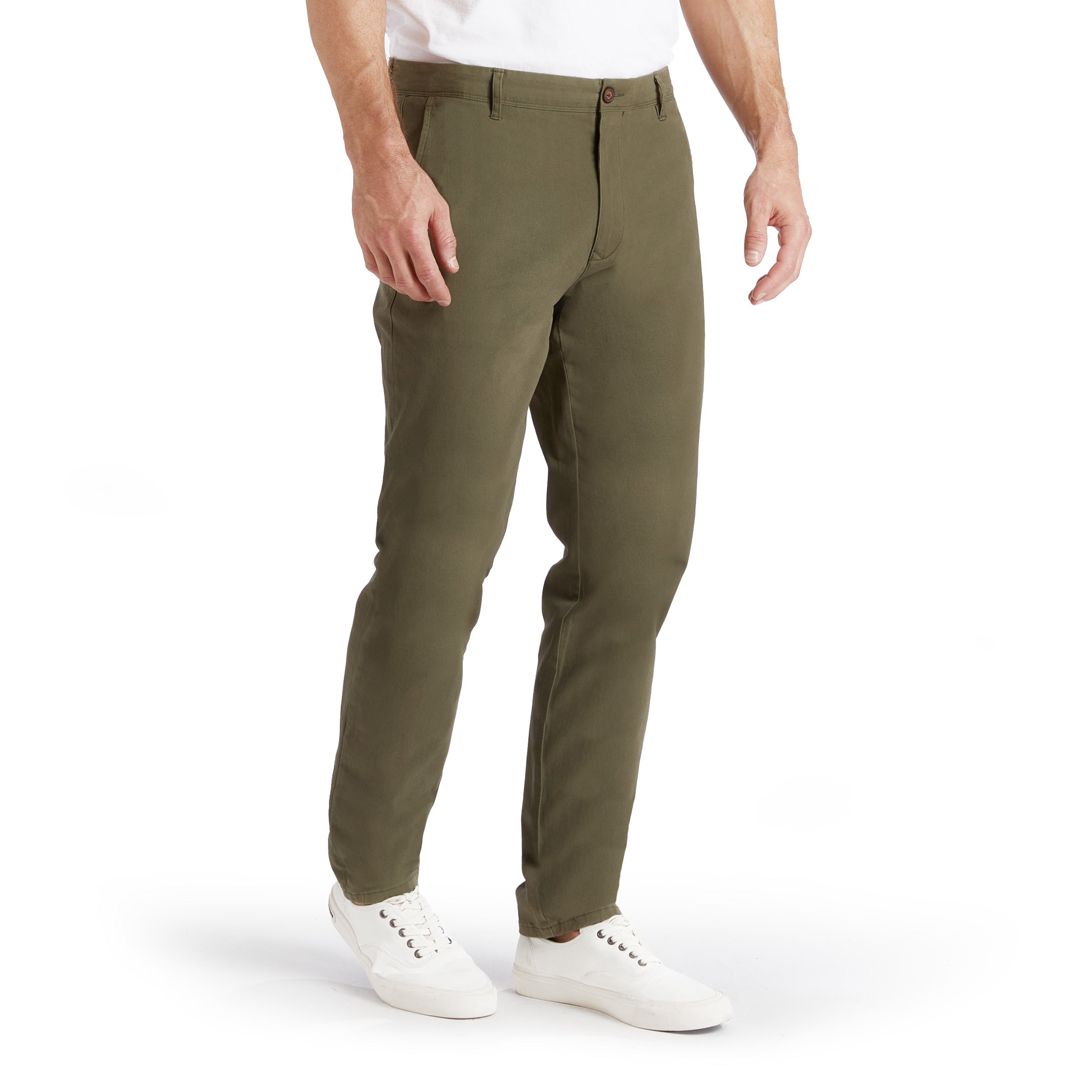 Men wearing Green Twill Chino Charles