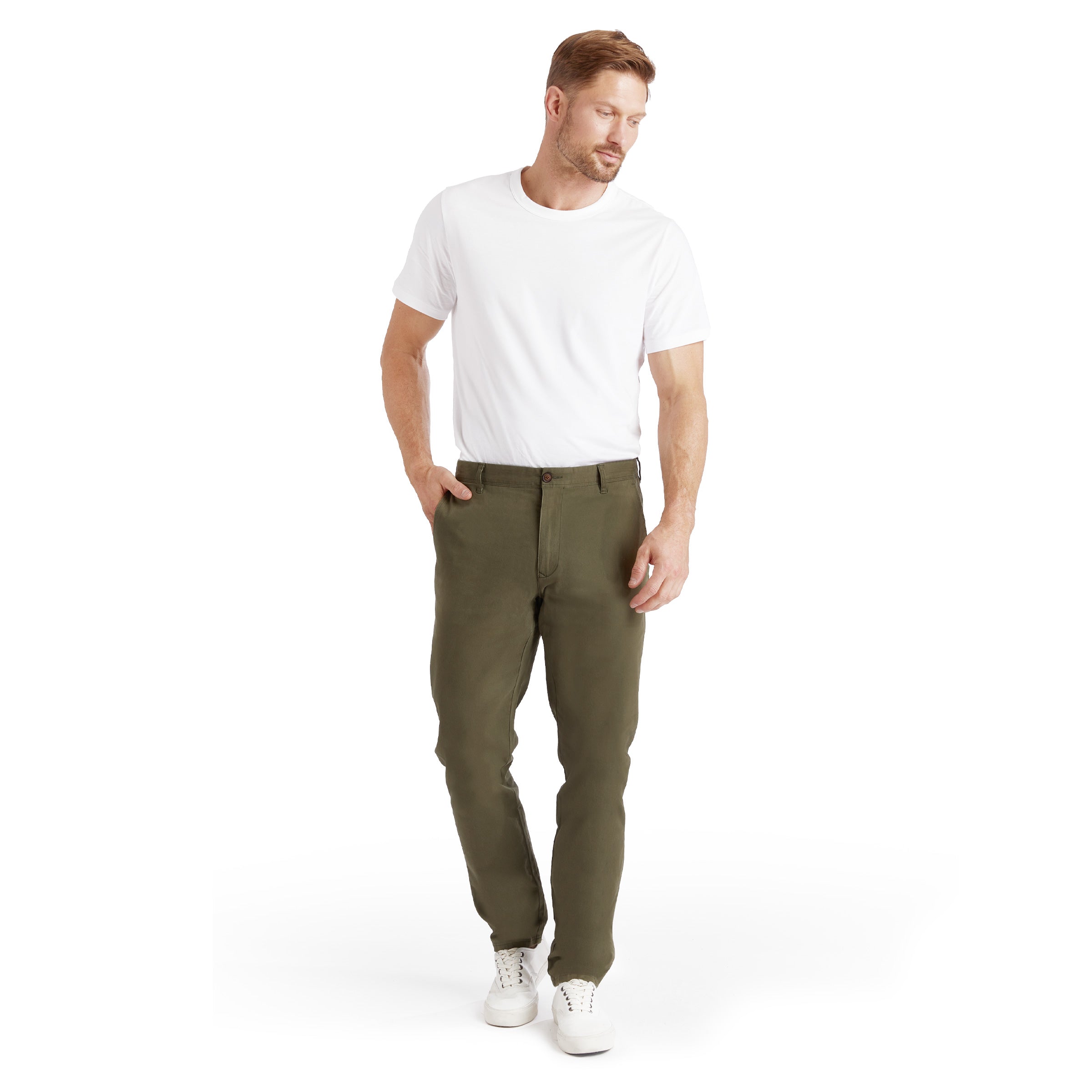 Men wearing Vert Twill Chino Charles